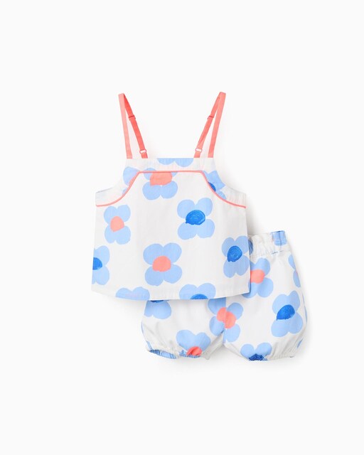 Imagen 0 de Conjunto de bebé niña 100% algodón con estampado floral