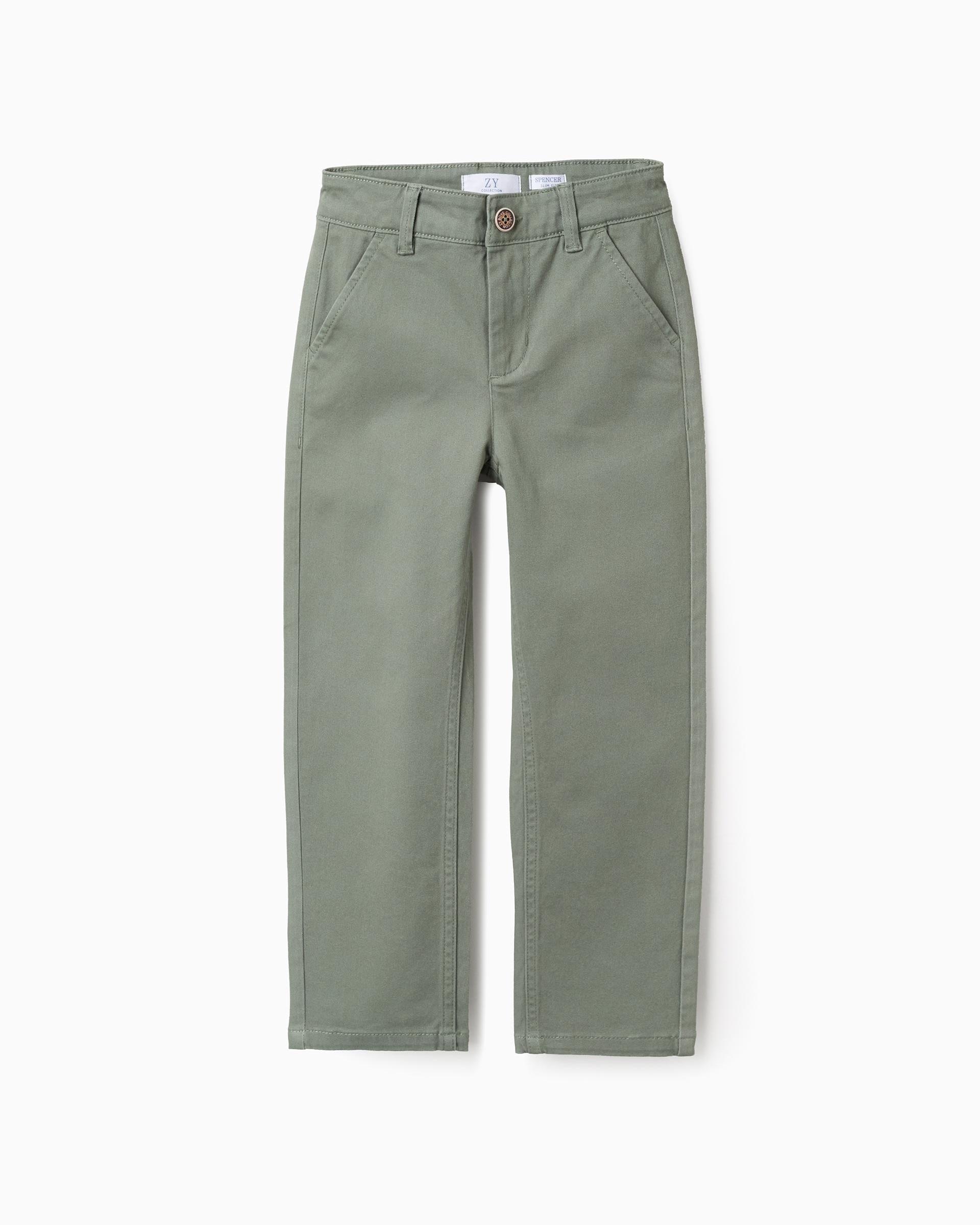 Imagen 0 de Pantálon chino de niño de sarga slim fit Verde oscuro