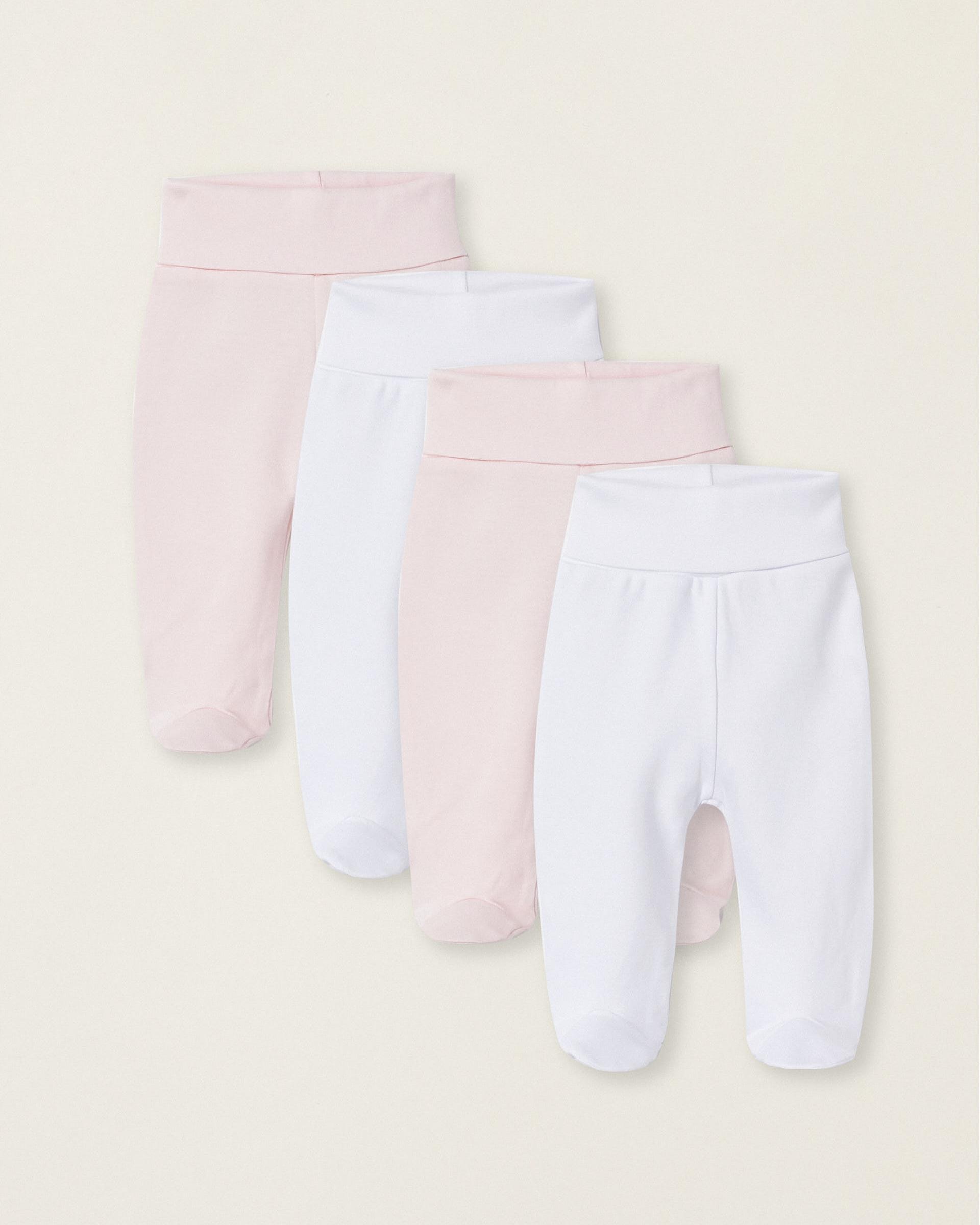 Imagen 0 de Pack de 4 polainas de bebé 100% algodón cintura alta y flexible Multicolor