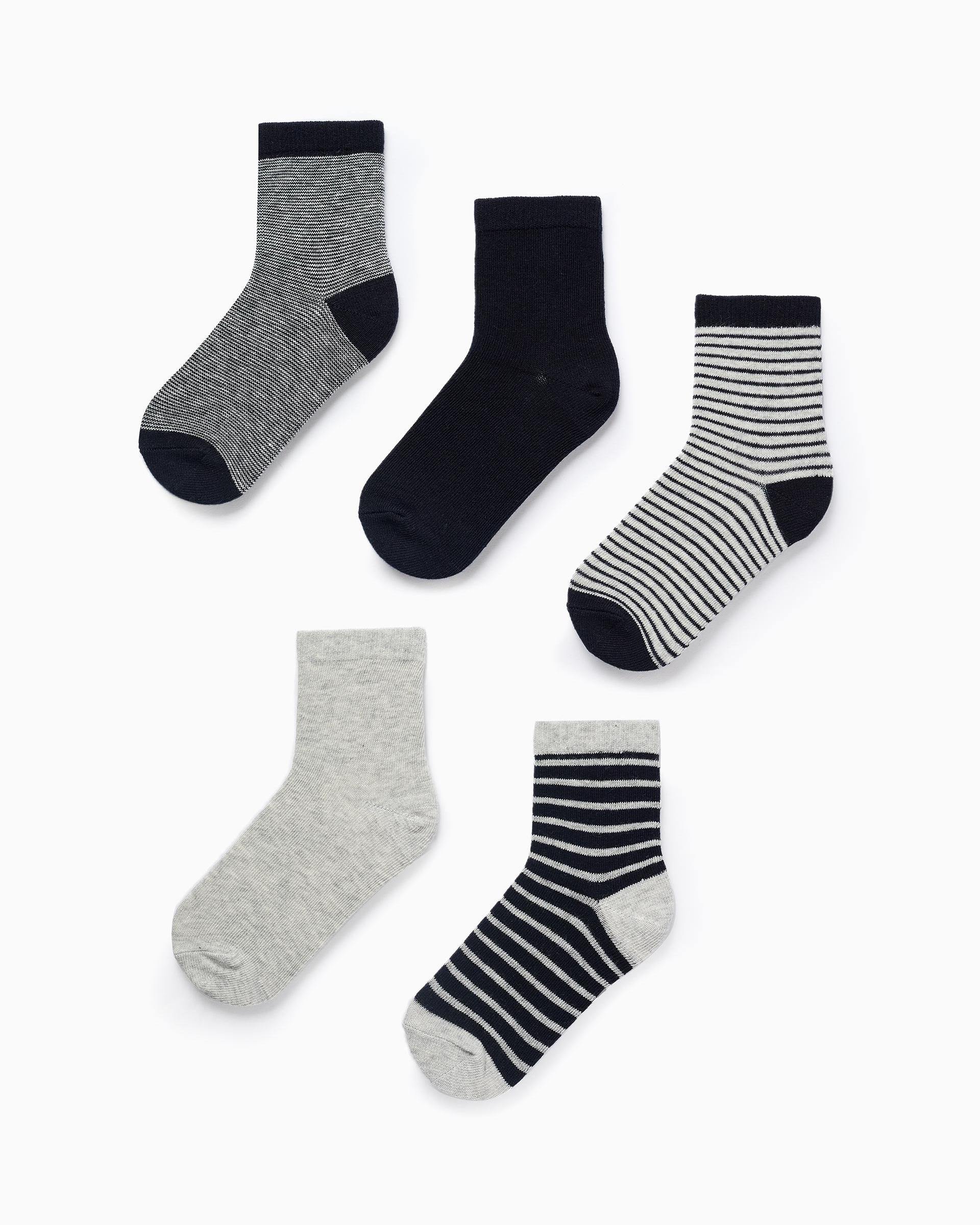 Imagen 0 de Pack de 5 calcetines de niño lisos/a rayas Multicolor