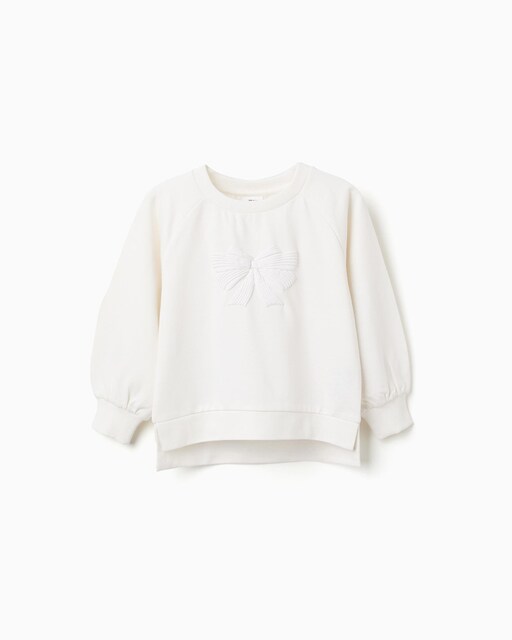 Imagen 0 de Sudadera de niña con estampado y extremos de canalé