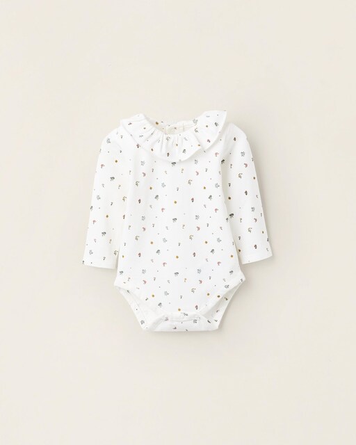 Imagen 0 de Body de bebé niña floral con volantes con automáticos