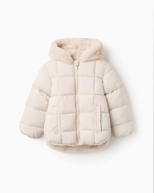 Imagen 0 de Plumífero de niña acolchado con capucha y forro afelpado