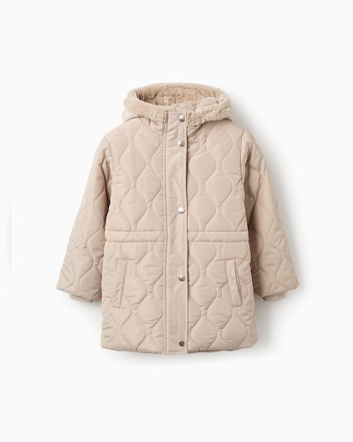 Imagen 0 de Plumífero de niña acolchado y con capucha