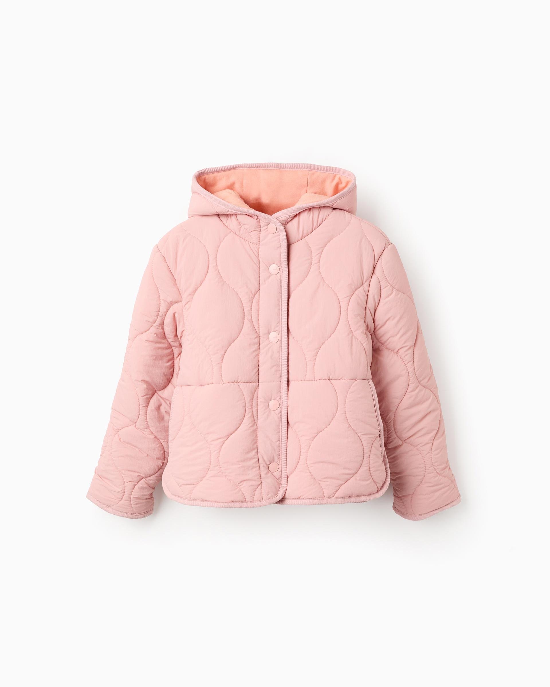 Parka de niña acolchado con capucha y automáticos