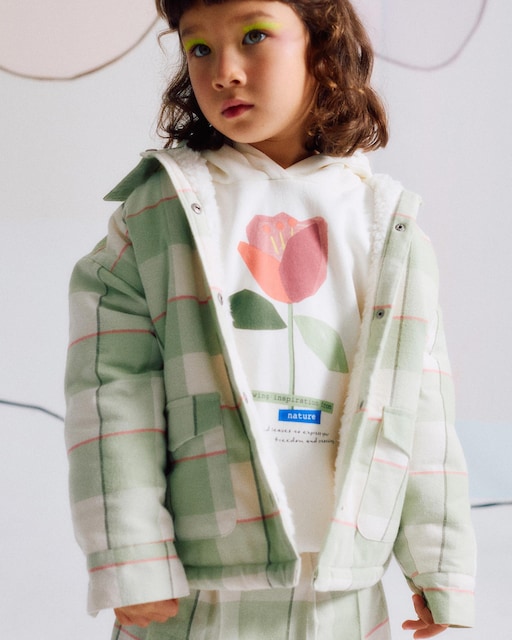 Imagen 0 de Cazadora de niña de franela e interior en sherpa