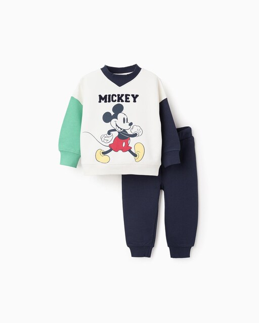 Imagen 0 de Conjunto de ropa deportiva de bebé 100% algodón con estampado Mickey
