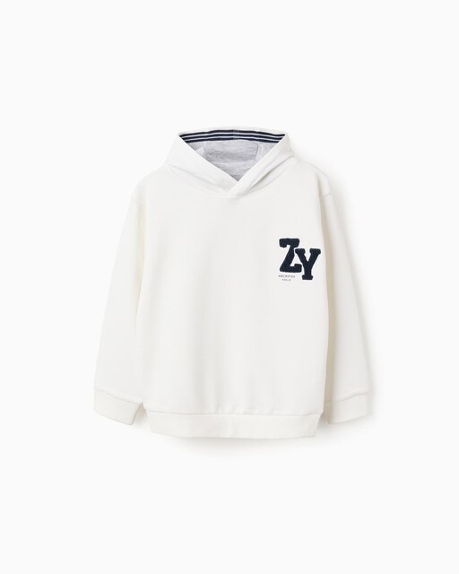 Imagen 0 de Sudadera de niño con capucha y letras en bouclé