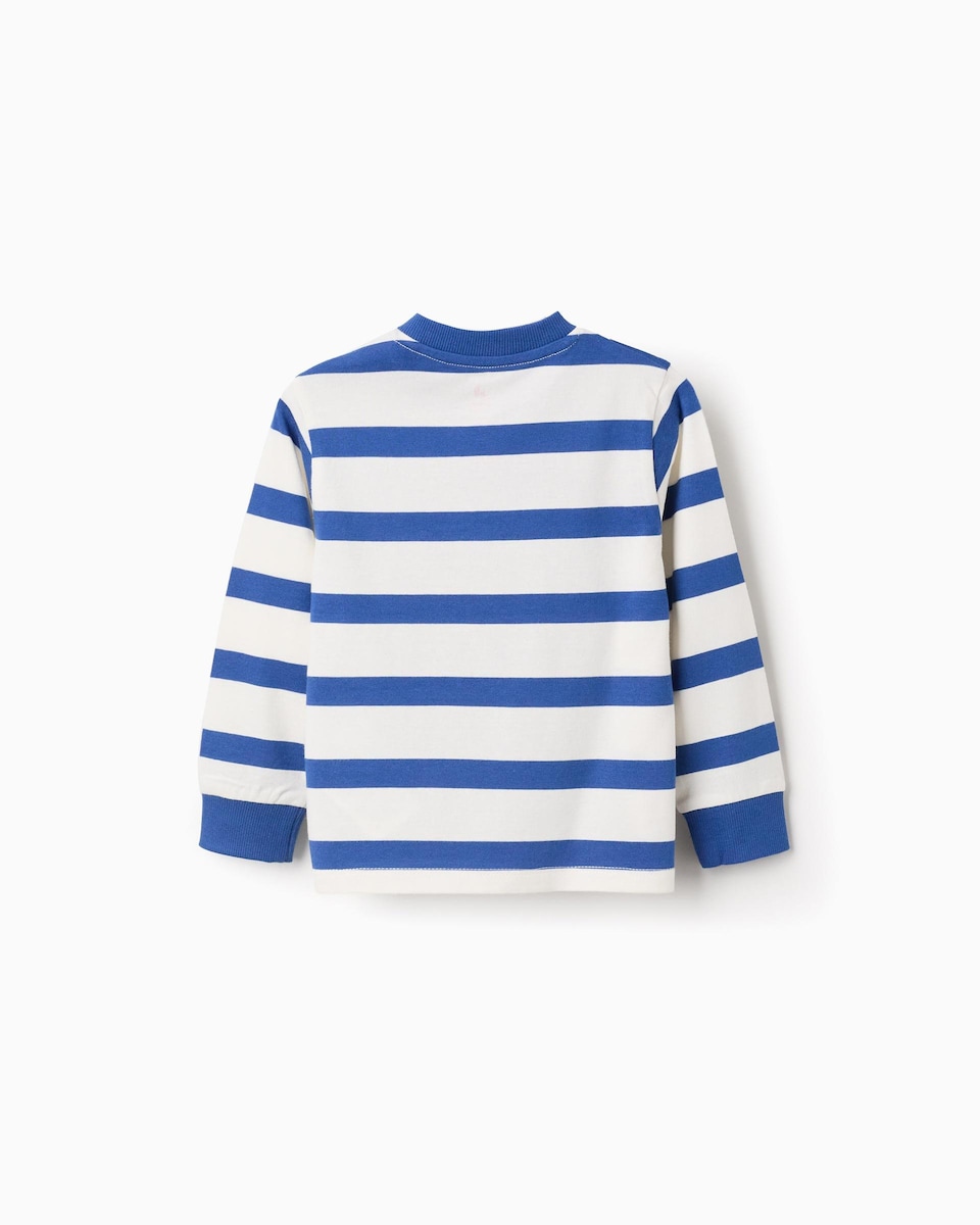 Camiseta de bebé niño 100% algodón a rayas y con motivo Mickey Azul / Blanco-2