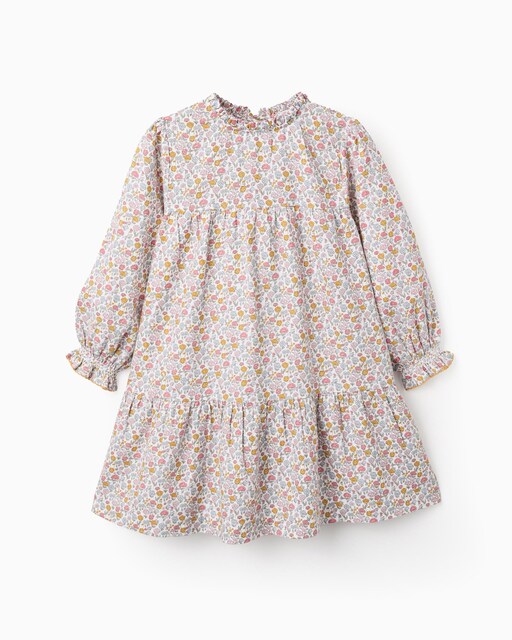 Imagen 0 de Vestido de niña floral 100% algodón con volantes