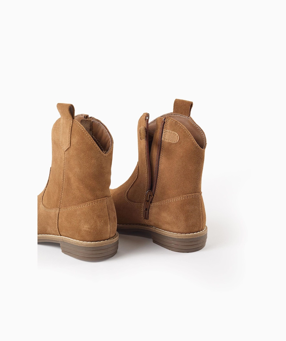 Botas de niña de piel vaqueras Rosa-2