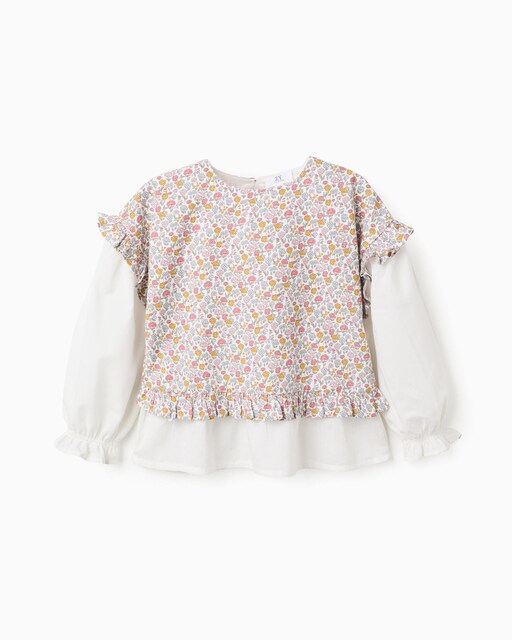 Imagen 0 de Blusa de niña floral 100% algodón con volantes