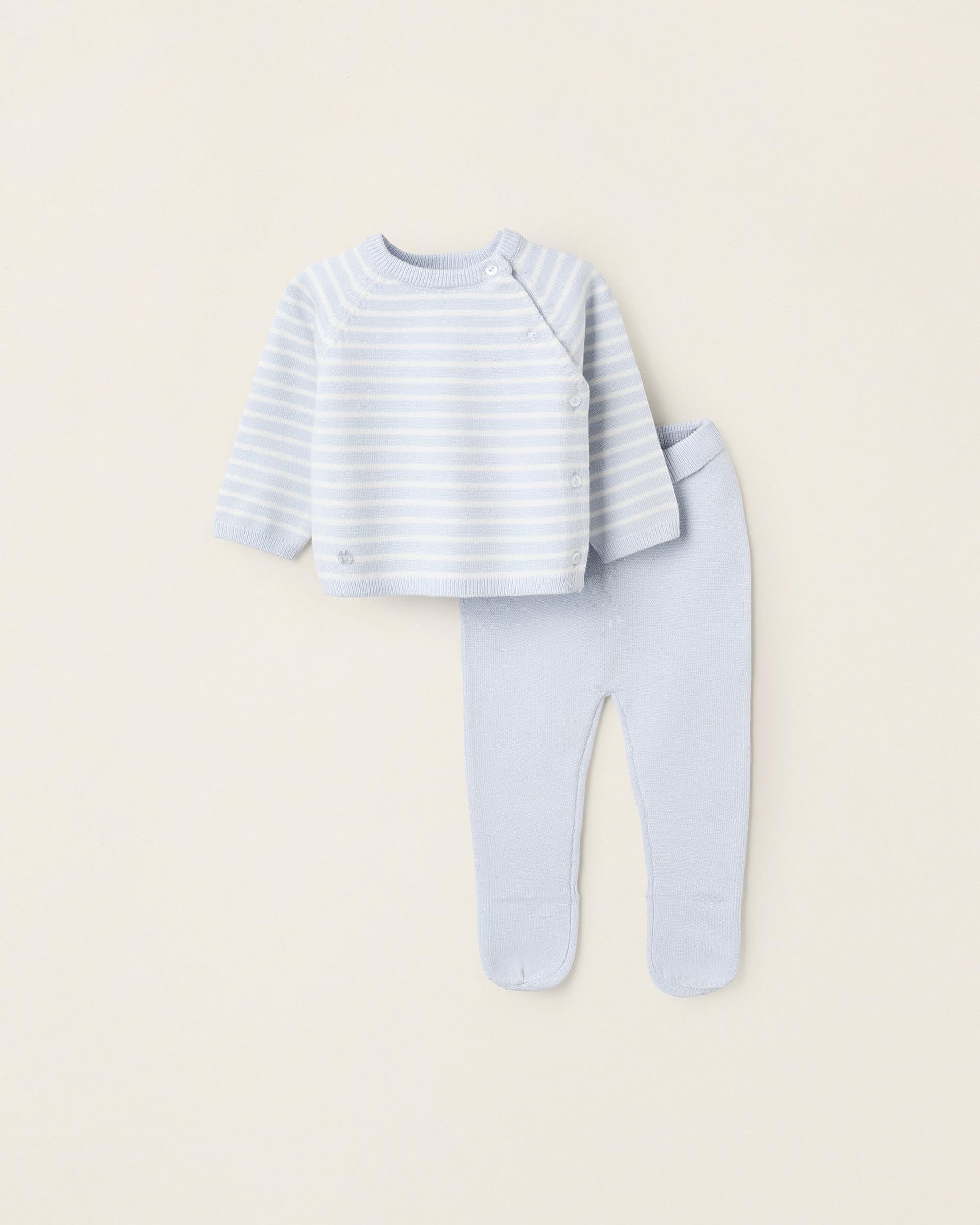 Conjunto de bebé de punto a rayas - Zippy - Azul claro Azul claro-1
