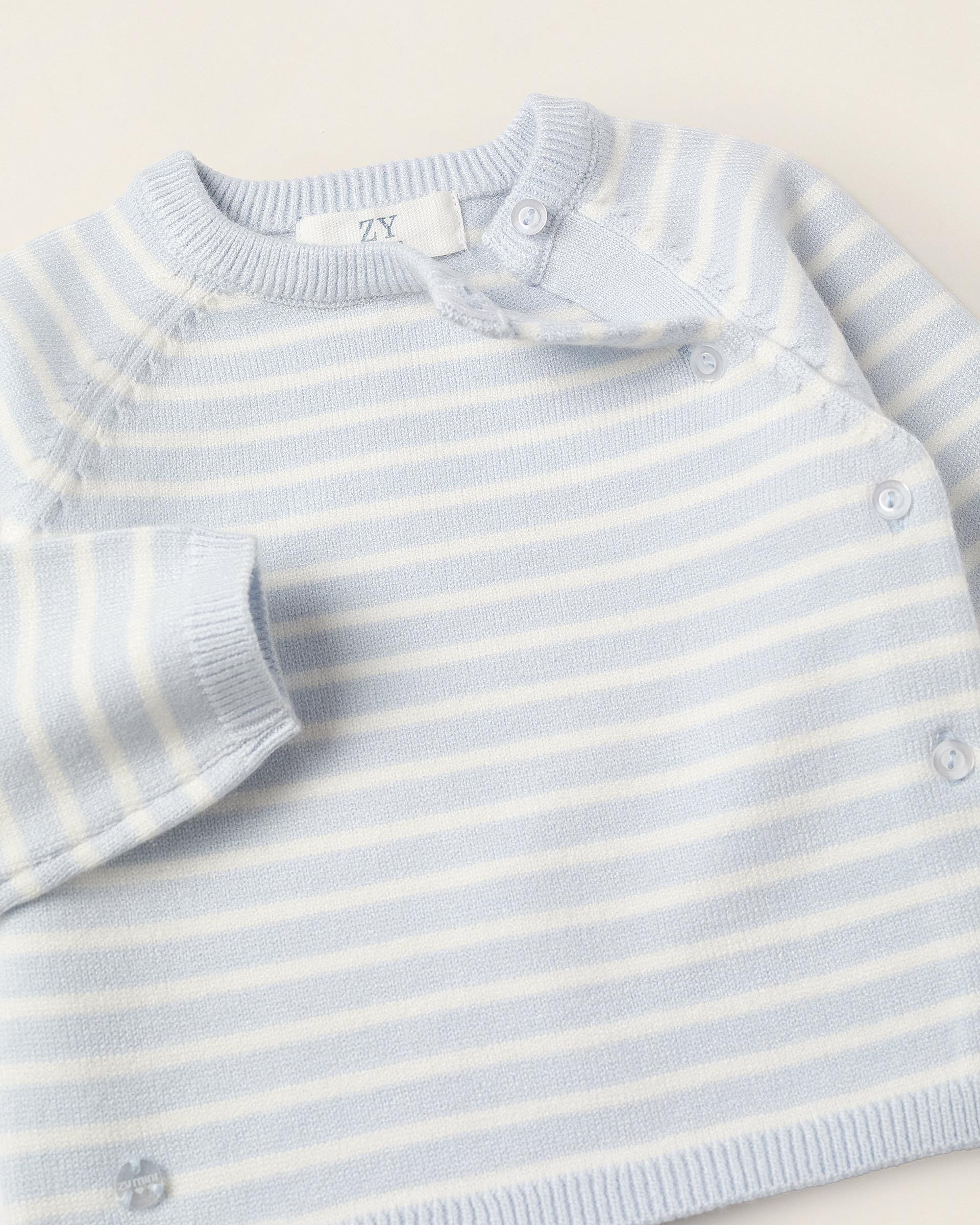 Conjunto de bebé de punto a rayas - Zippy - Azul claro Azul claro-3