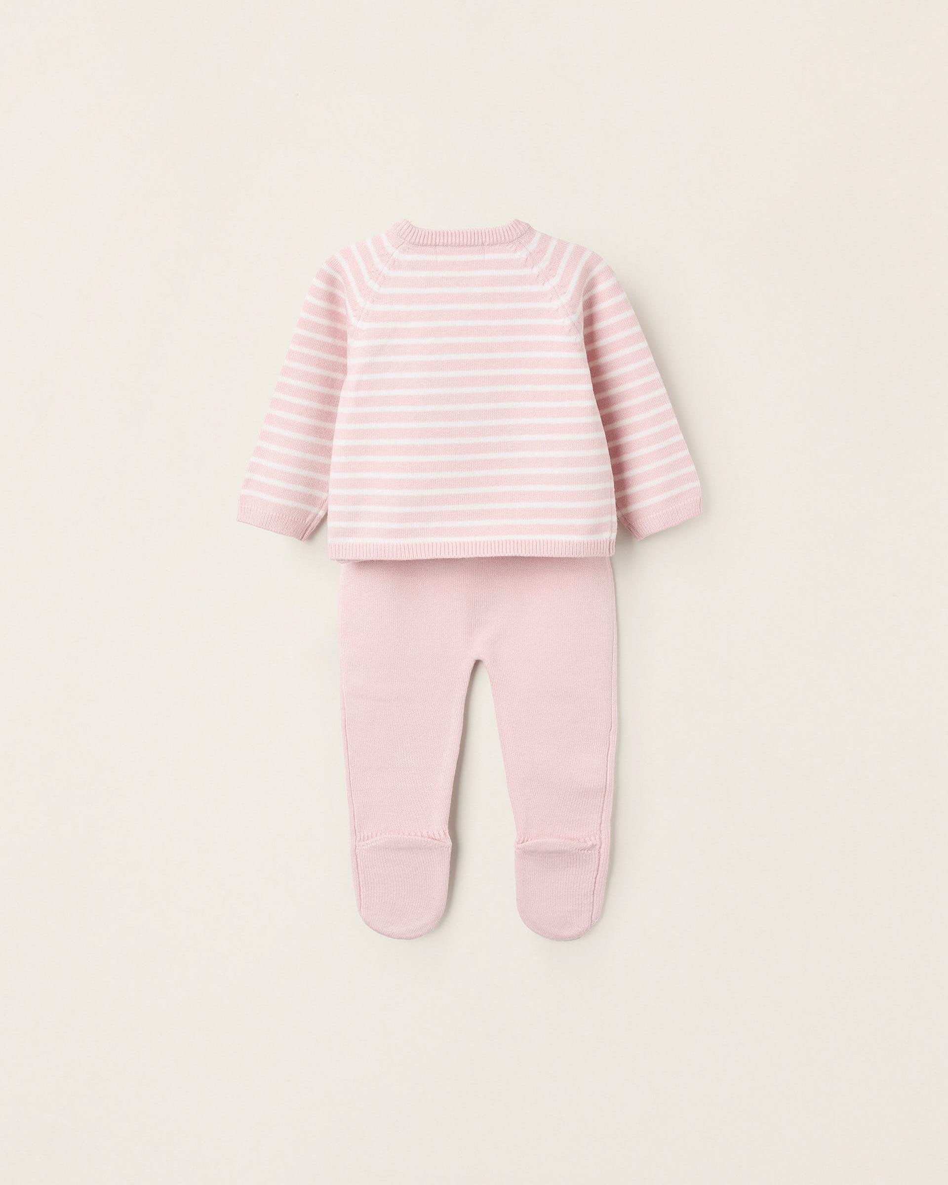 Conjunto de bebé de punto a rayas - Zippy - Rosa pastel Rosa pastel-4