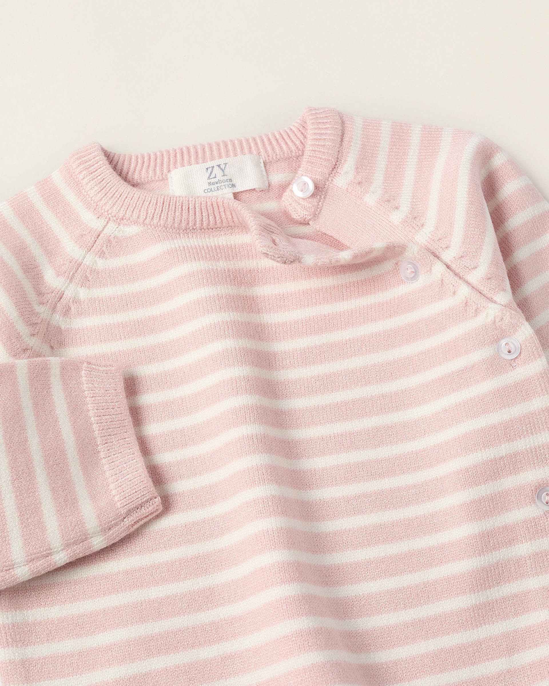 Conjunto de bebé de punto a rayas - Zippy - Rosa pastel Rosa pastel-2