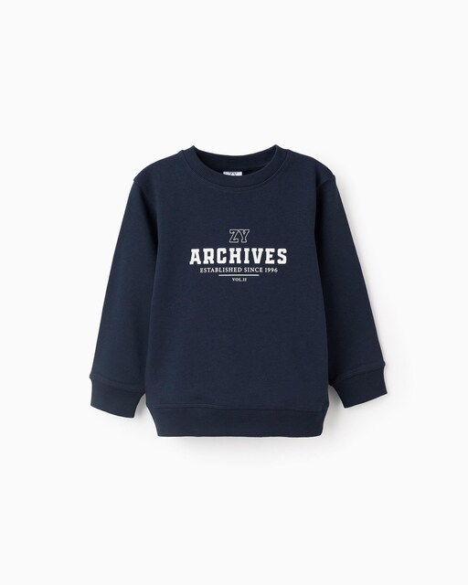 Imagen 0 de Sudadera de niño con estampado extremos de canalé