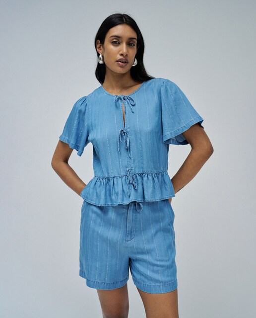 Imagen 0 de Blusa de mujer en lightdenim con volantes