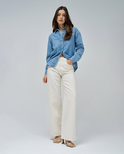 Imagen 0 de Vaquero de mujer wide leg de color