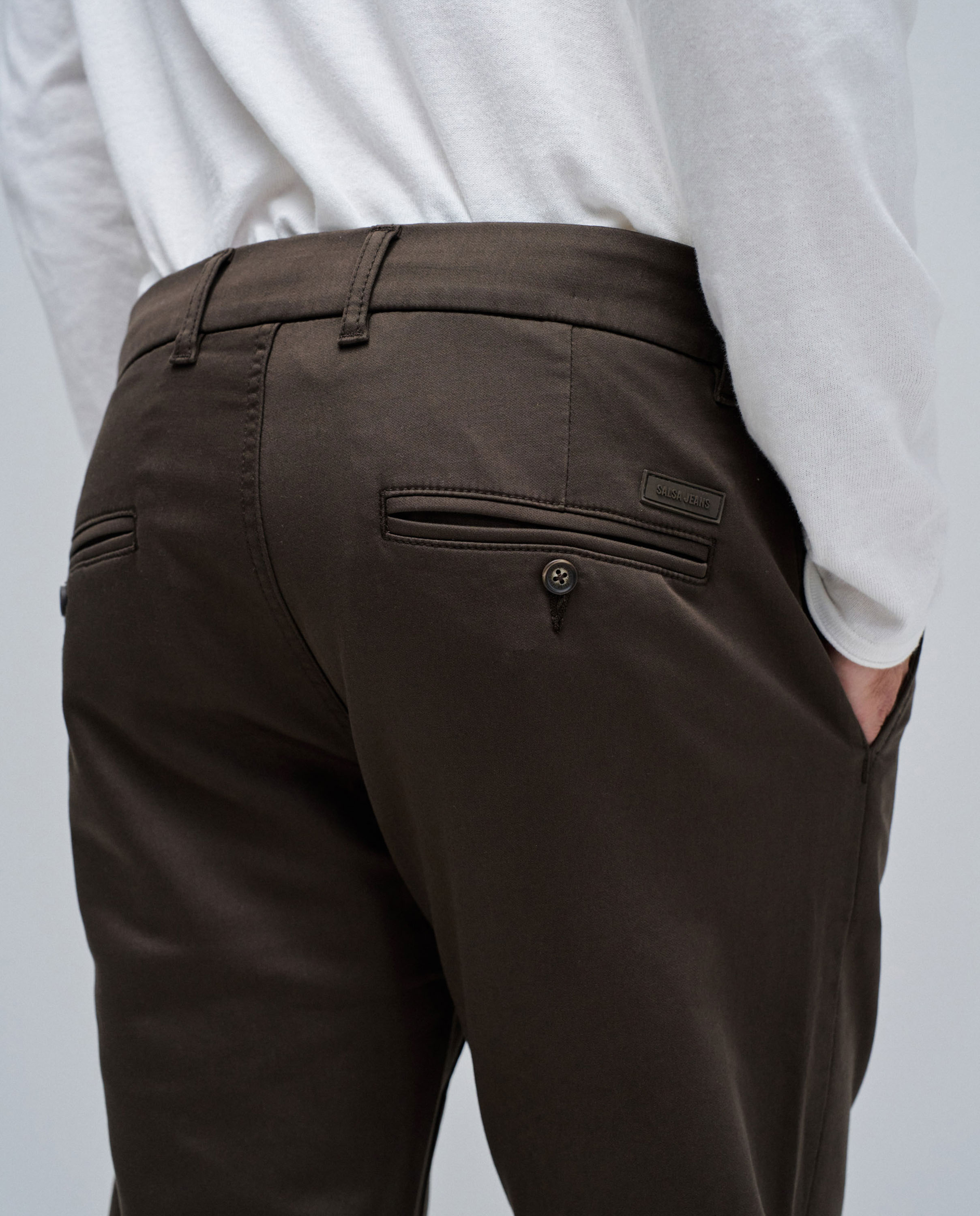 Pantalones chino s-activ de hombre - Salsa Jeans - Marrón oscuro Marrón oscuro-4