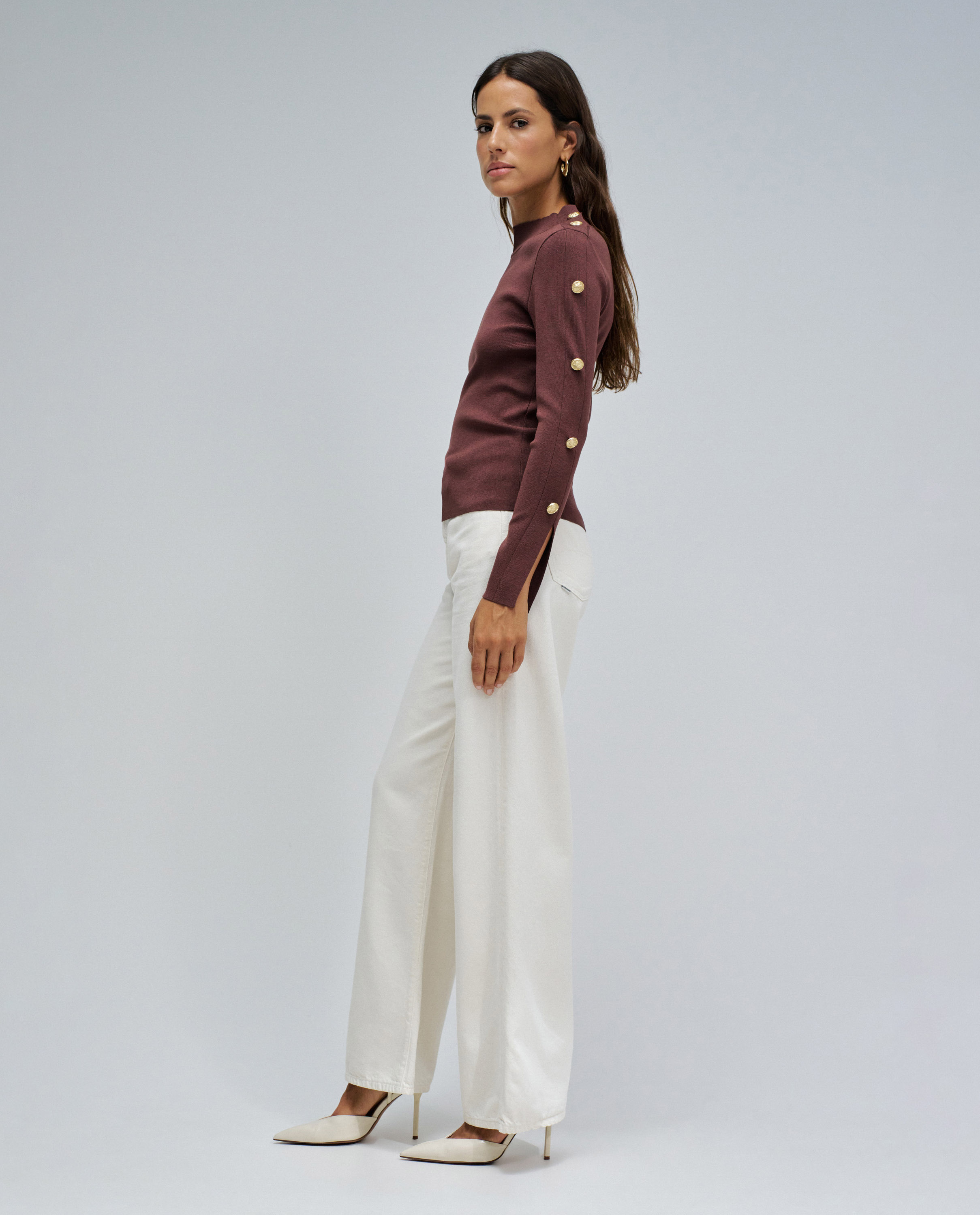 Jersey de mujer de punto con botones dorados - Salsa Jeans - Camel Camel-2