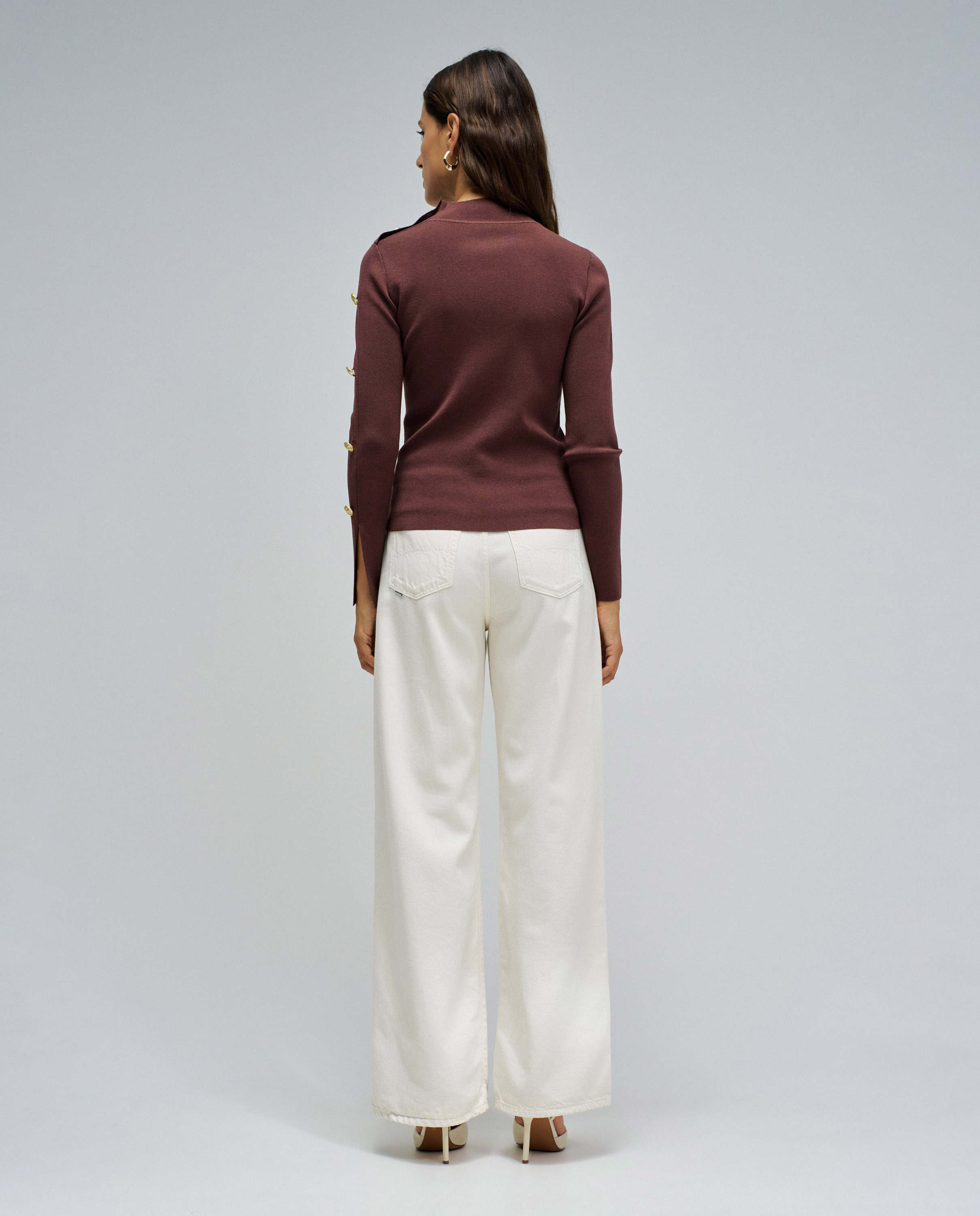 Jersey de mujer de punto con botones dorados - Salsa Jeans - Camel Camel-3