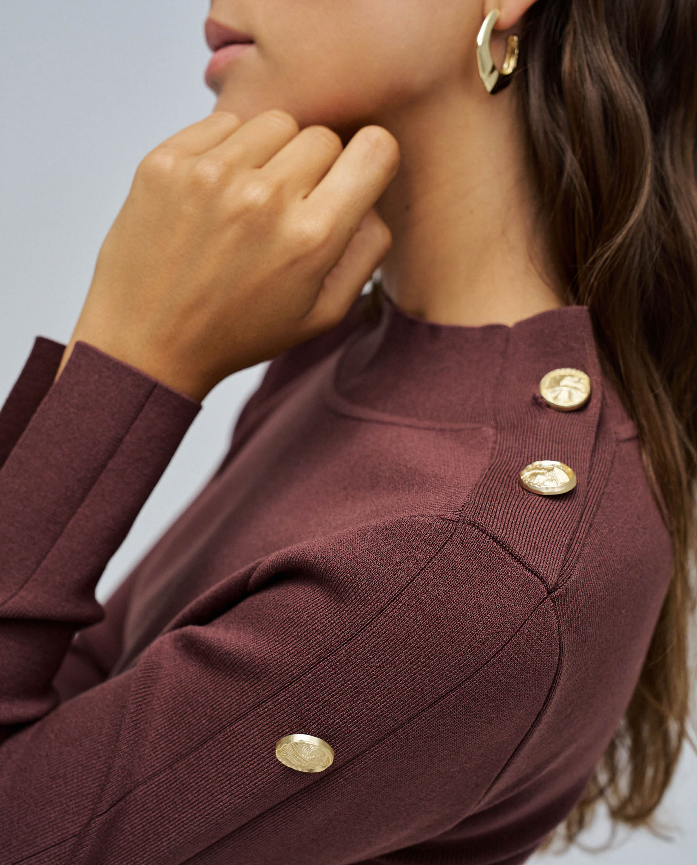 Jersey de mujer de punto con botones dorados - Salsa Jeans - Camel Camel-4