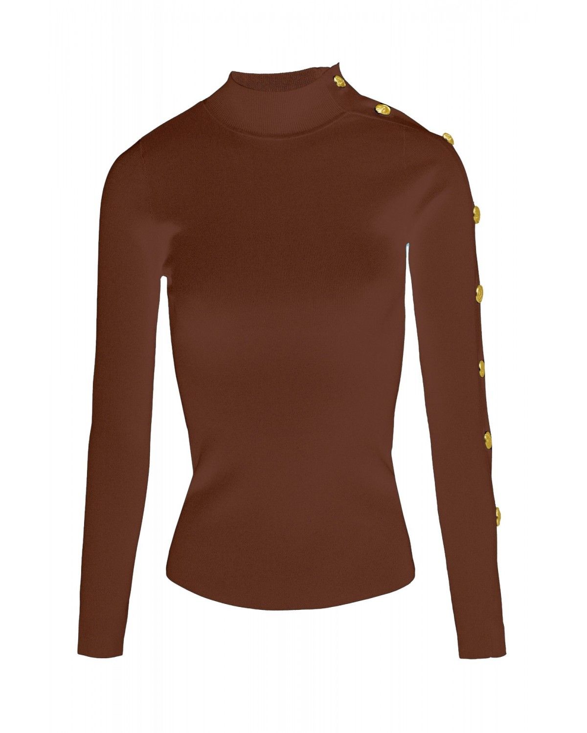 Jersey de mujer de punto con botones dorados - Salsa Jeans - Camel Camel-6