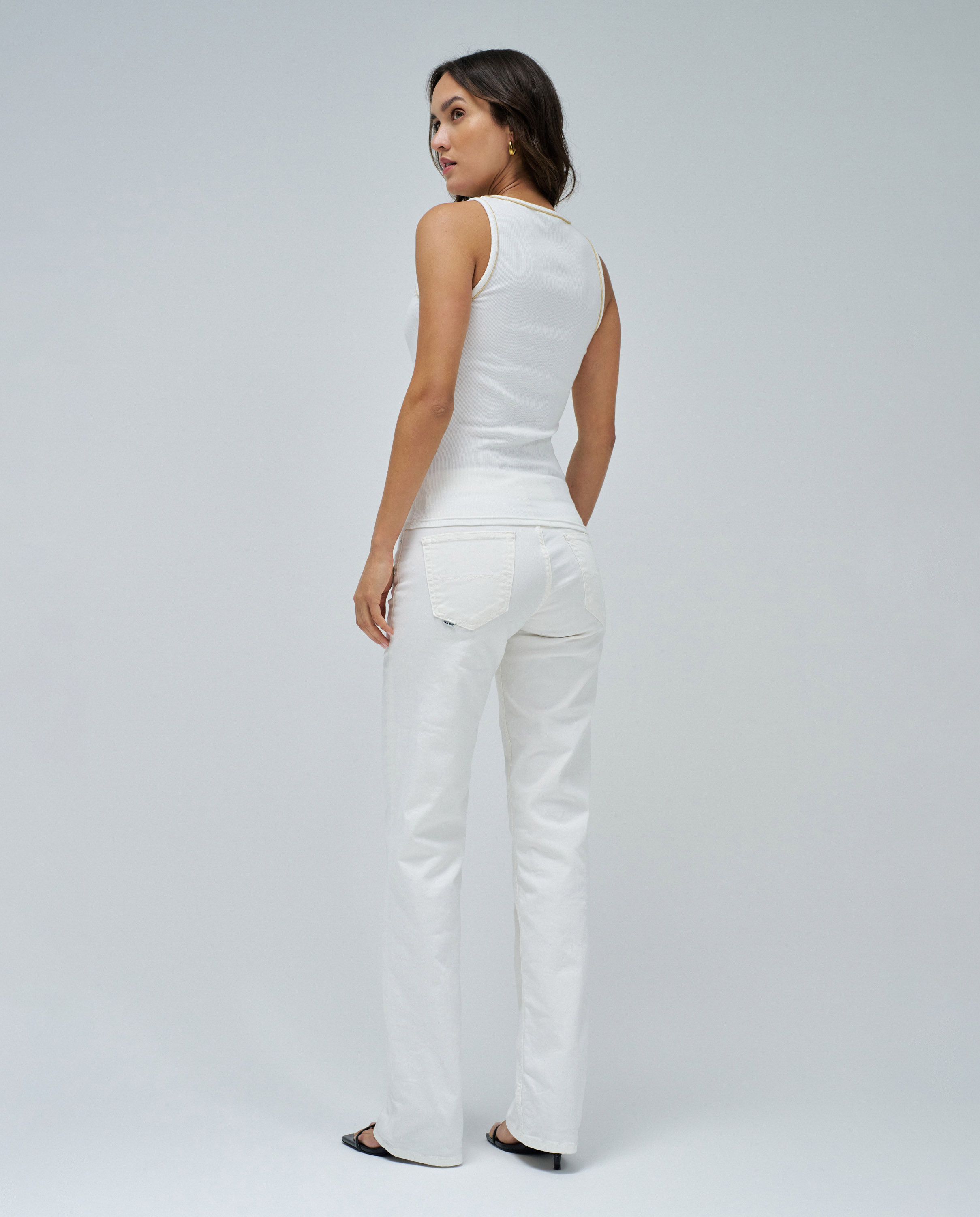 Top básico con hilos de lúrex de mujer - Salsa Jeans - Blanco Blanco-3