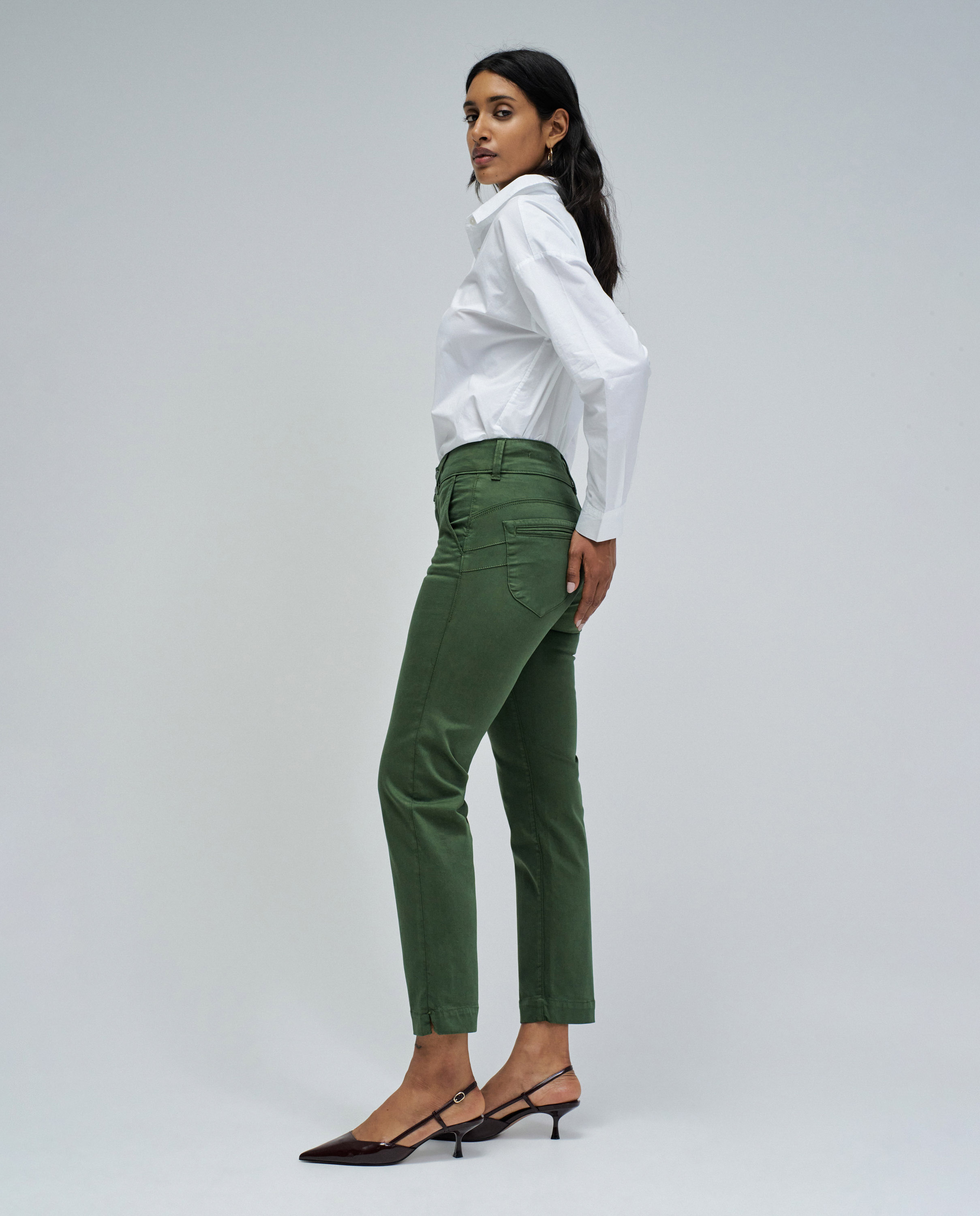 Vaqueros secret chino push in cropped slim de mujer - Salsa Jeans - Verde Verde-2