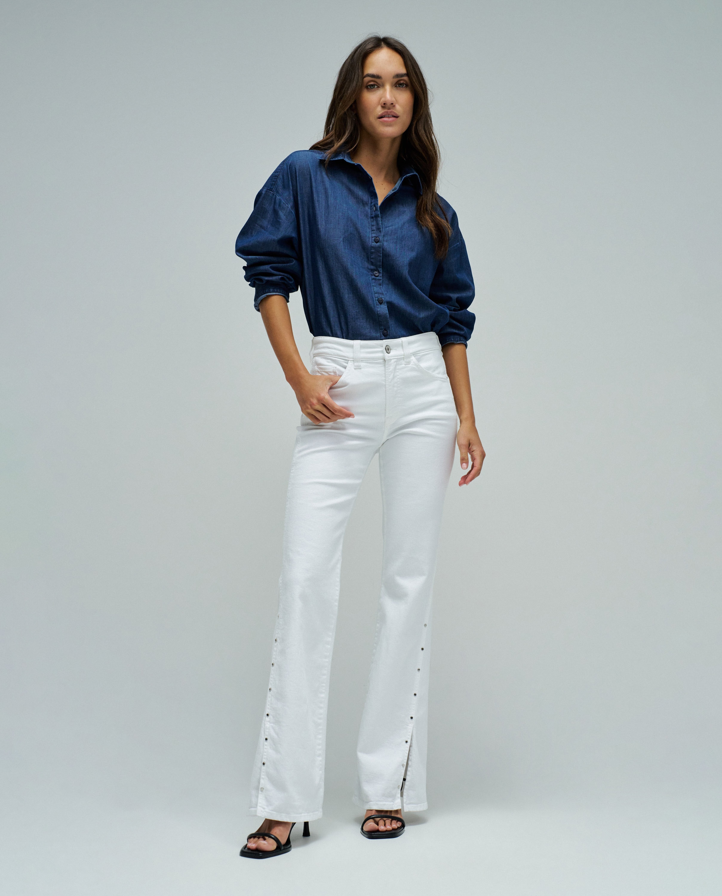 Vaqueros faith push in flare de mujer - Salsa Jeans - Blanco Blanco-1
