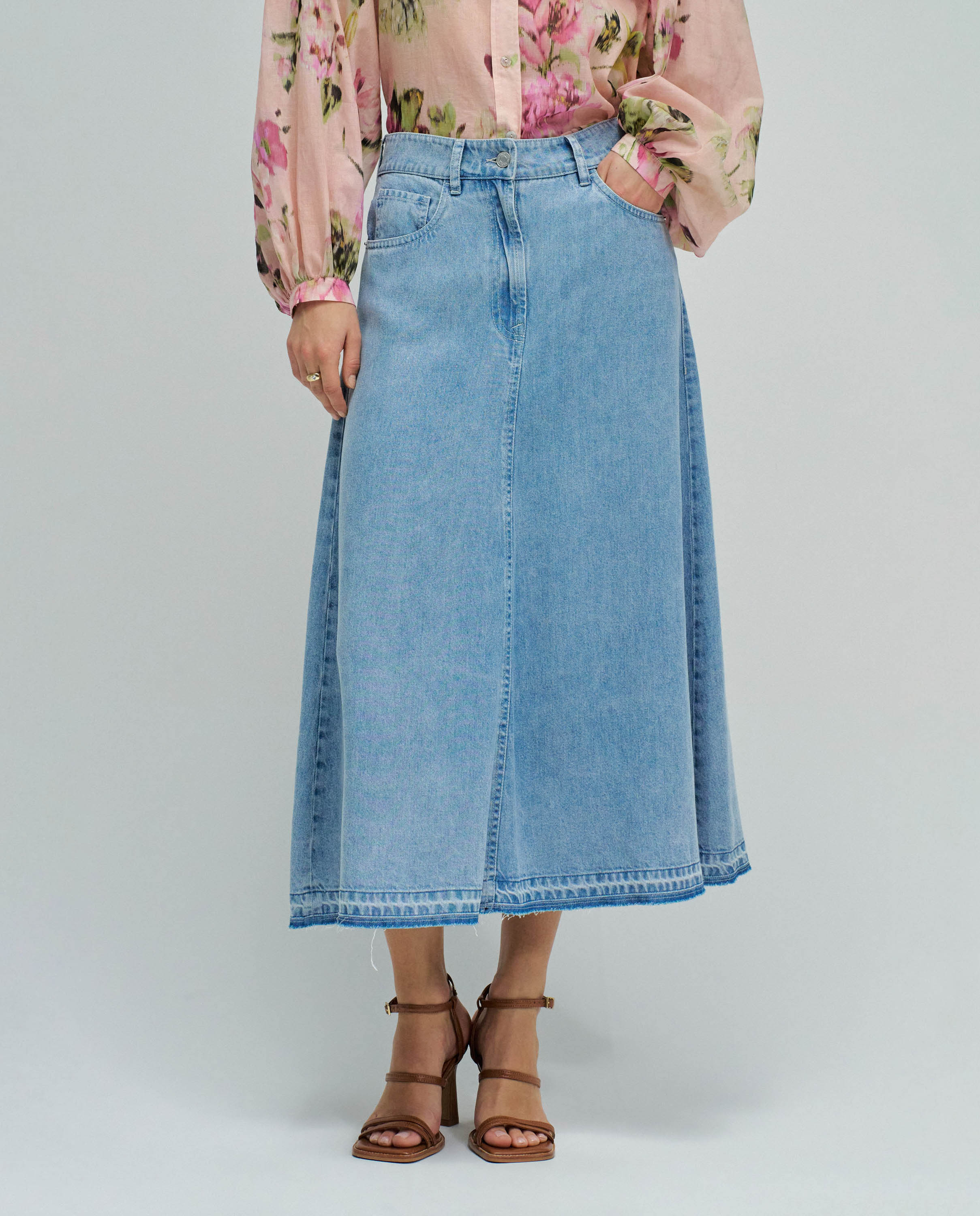 Salsa Jeans - Falda midi de mujer en lightdenim.