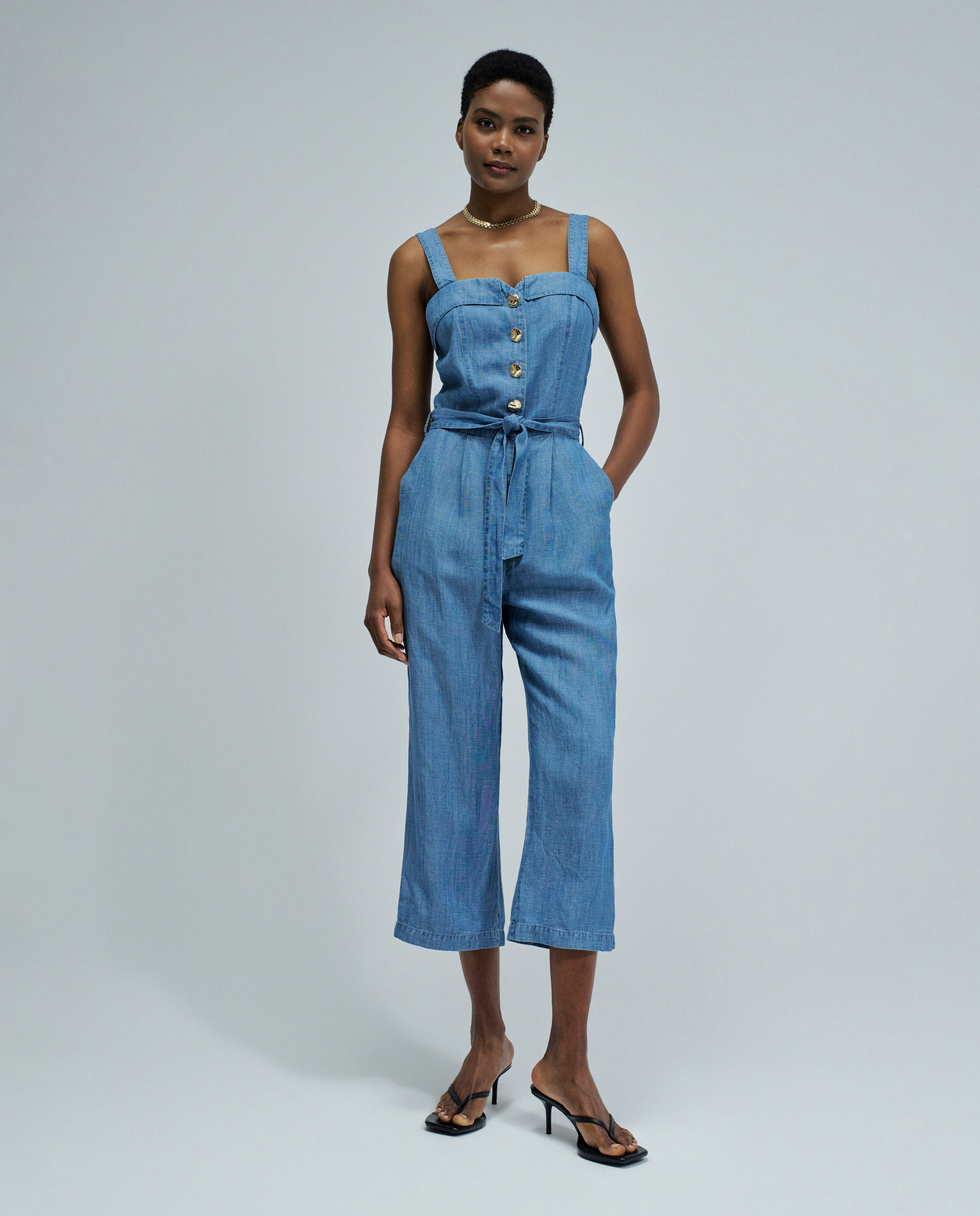 Salsa Jeans - Mono en lightdenim con lino de mujer.