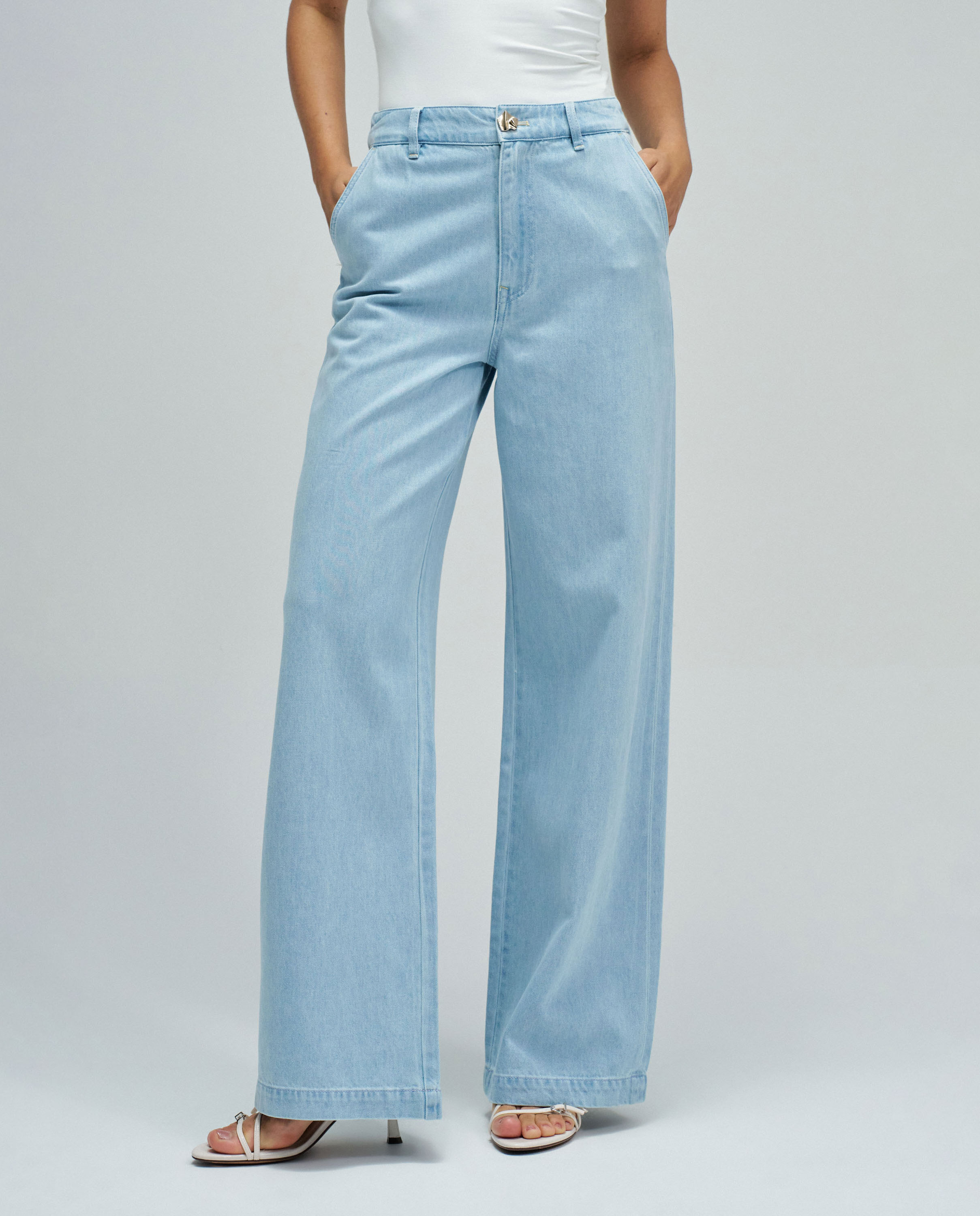 Salsa Jeans - Pantalones chino wide en lightdenim de mujer.