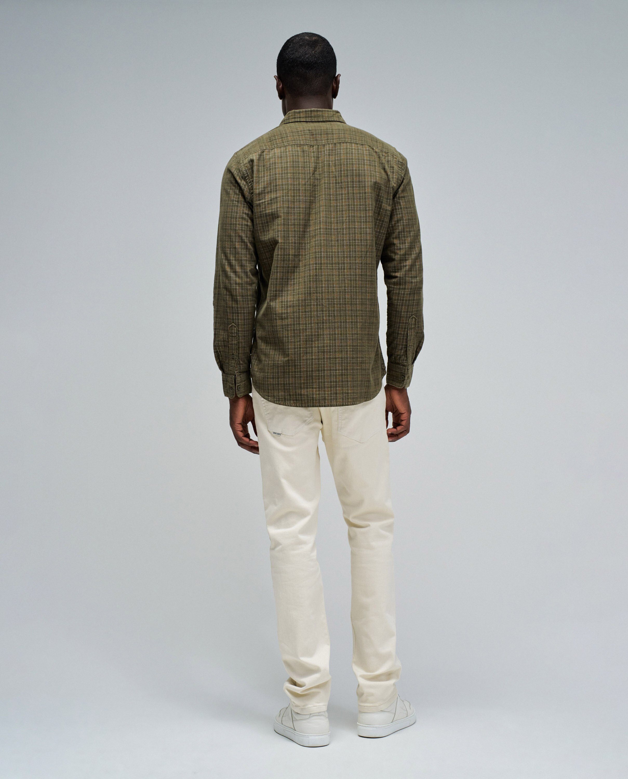 Camisa de hombre de bombazina a cuadros - Salsa Jeans - Verde Oliva Verde Oliva-3