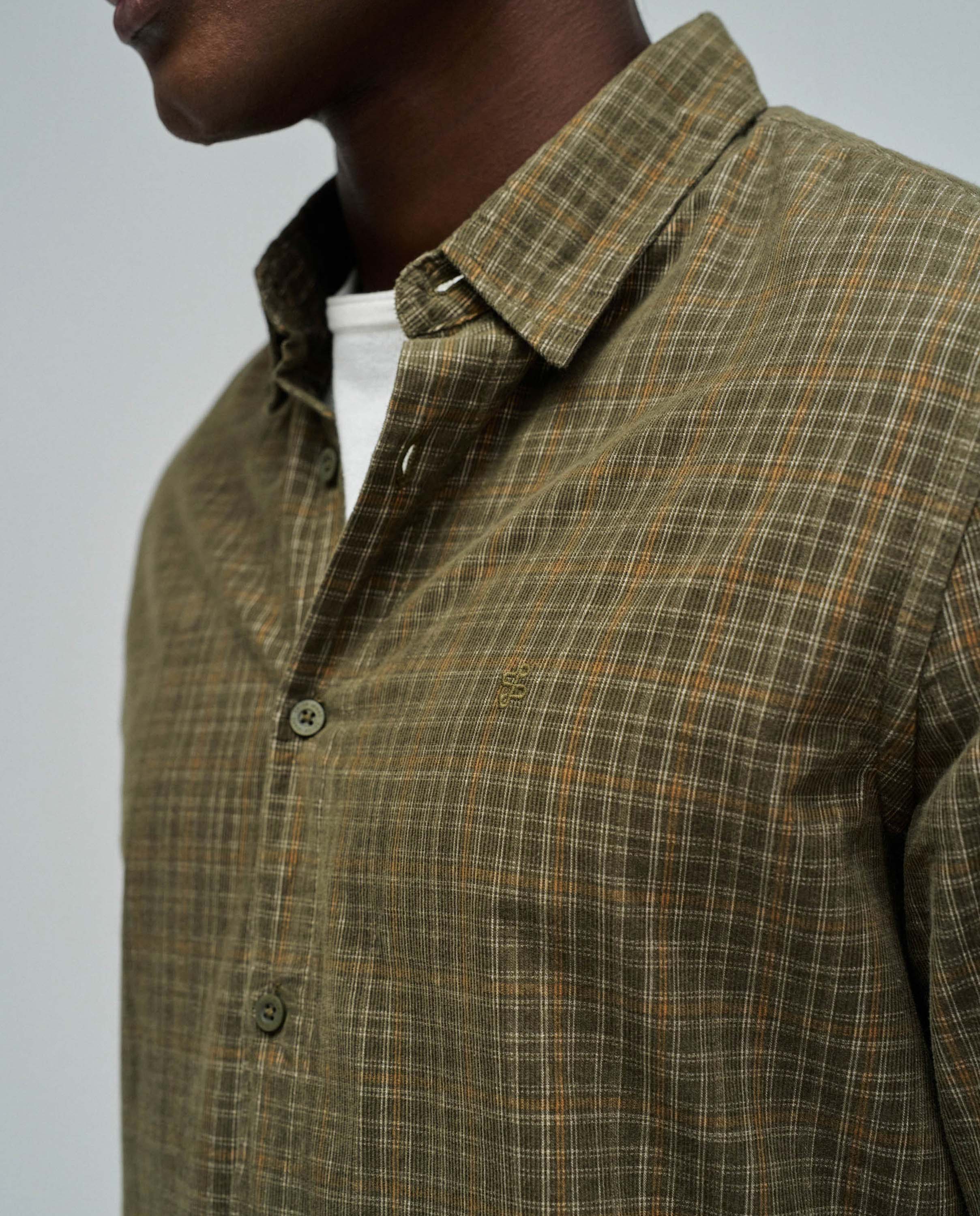 Camisa de hombre de bombazina a cuadros - Salsa Jeans - Verde Oliva Verde Oliva-4