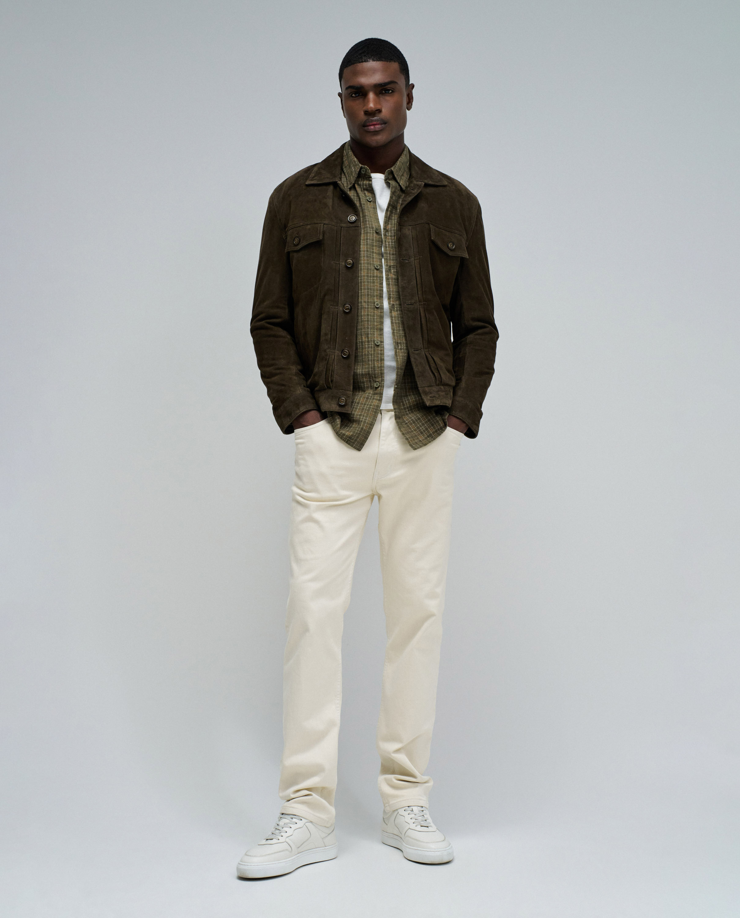 Camisa de hombre de bombazina a cuadros - Salsa Jeans - Verde Oliva Verde Oliva-5