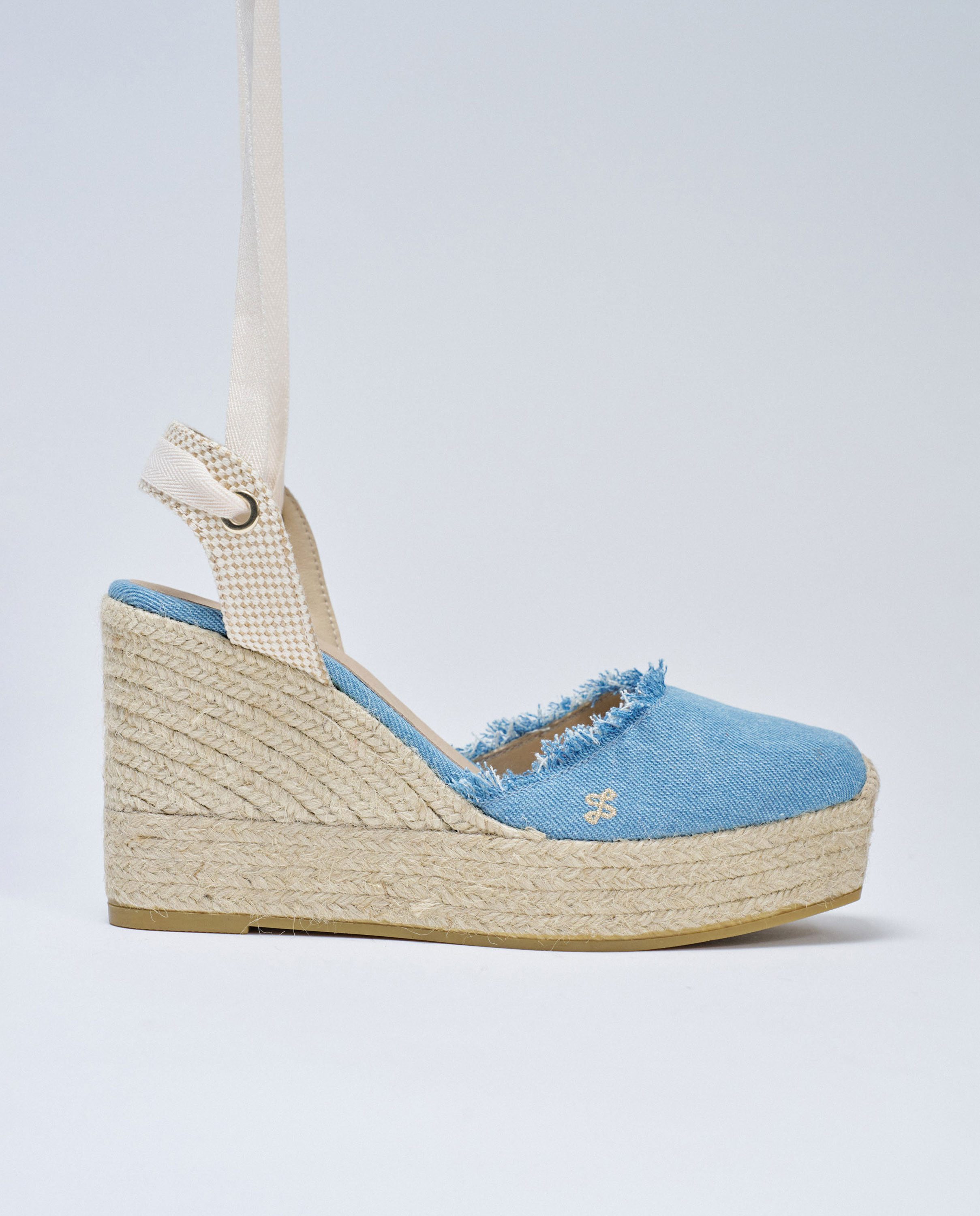 Alpargatas con tacón de cuña en denim de mujer - Salsa Jeans - Azul Azul-3