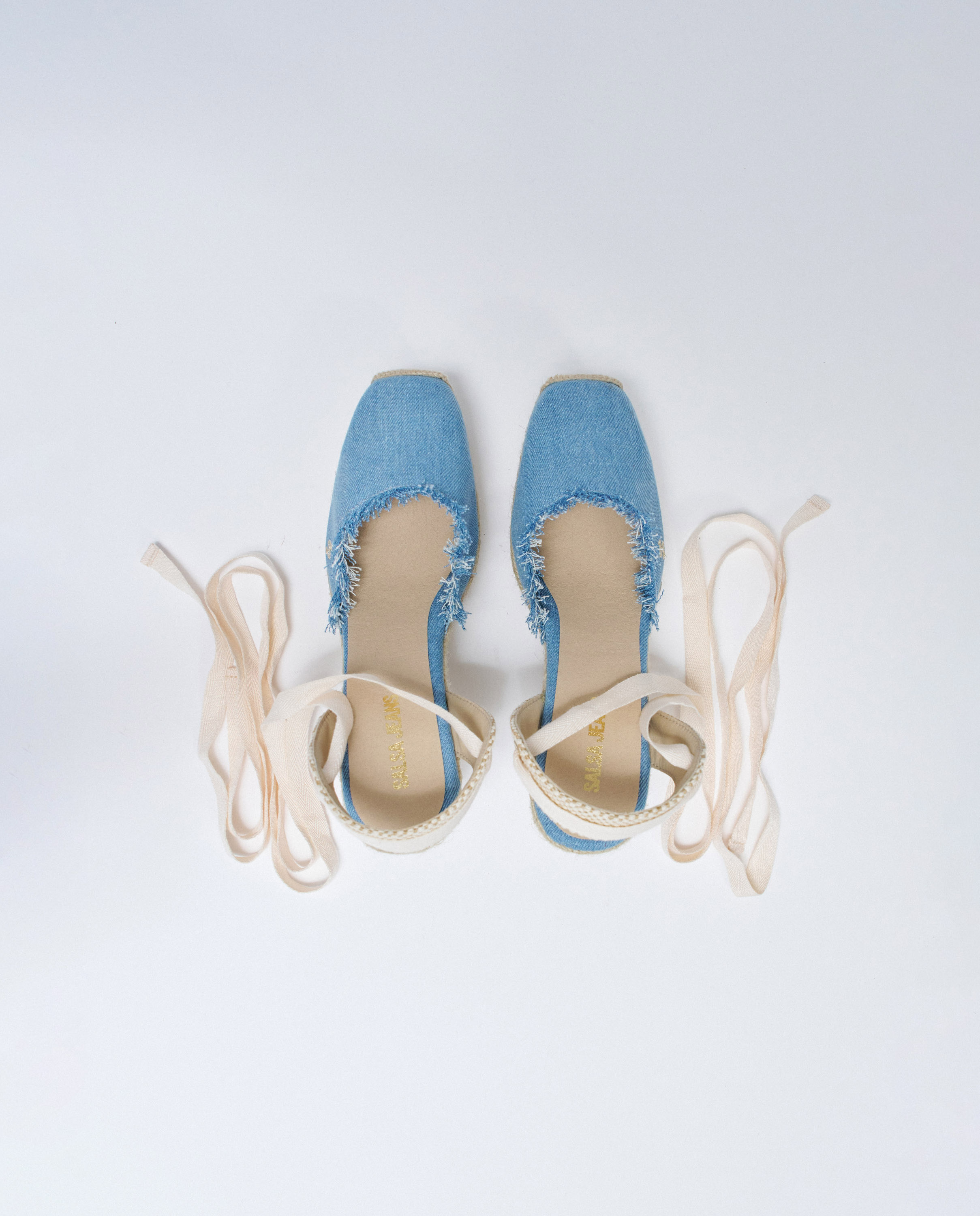 Alpargatas con tacón de cuña en denim de mujer - Salsa Jeans - Azul Azul-4