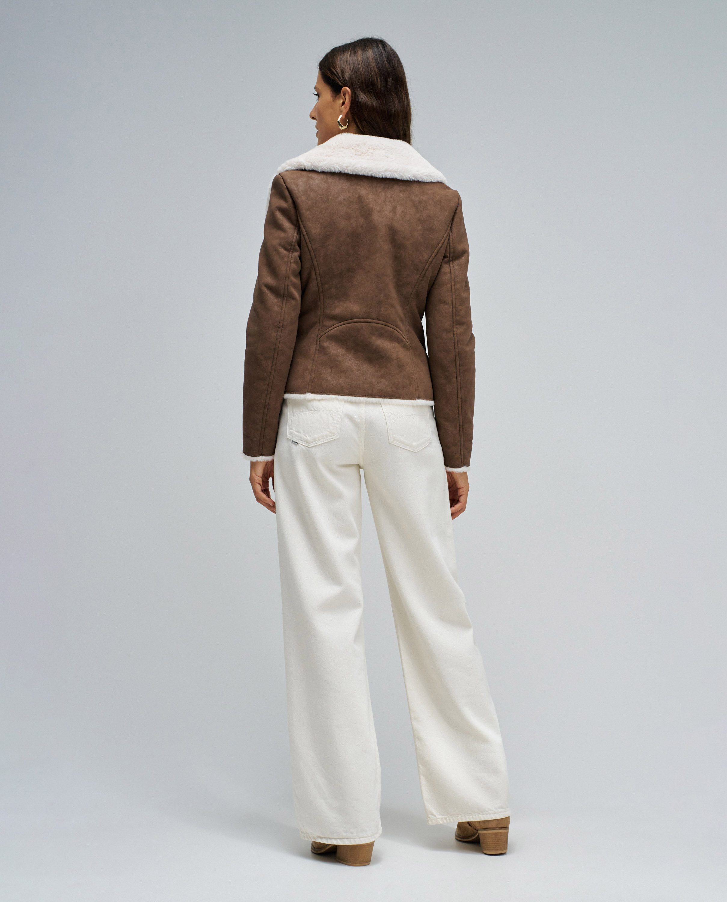 Biker de mujer efecto piel - Salsa Jeans - Marrón Marrón-3