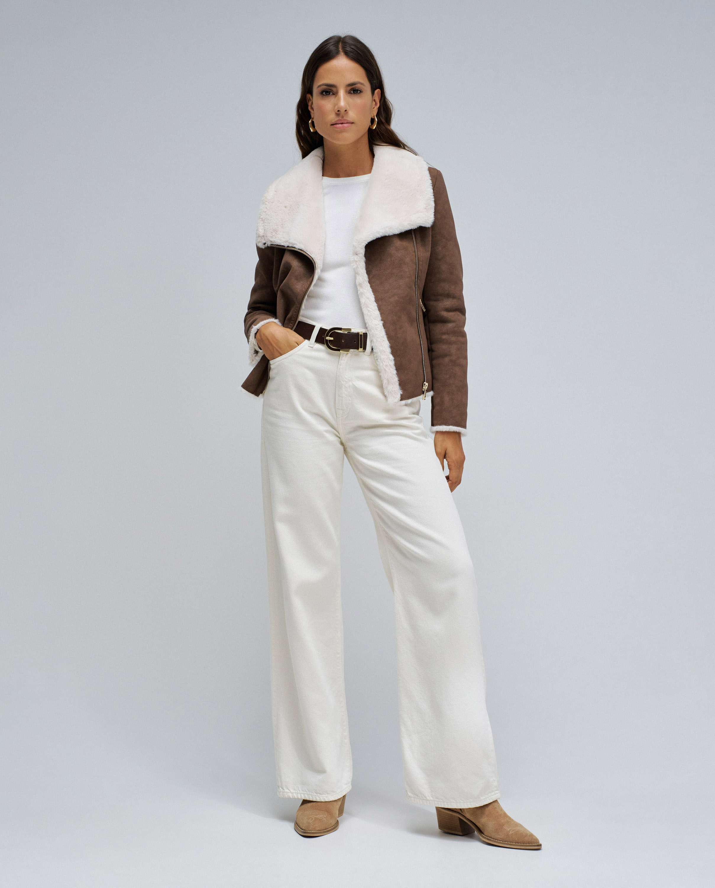 Biker de mujer efecto piel - Salsa Jeans - Marrón Marrón-5