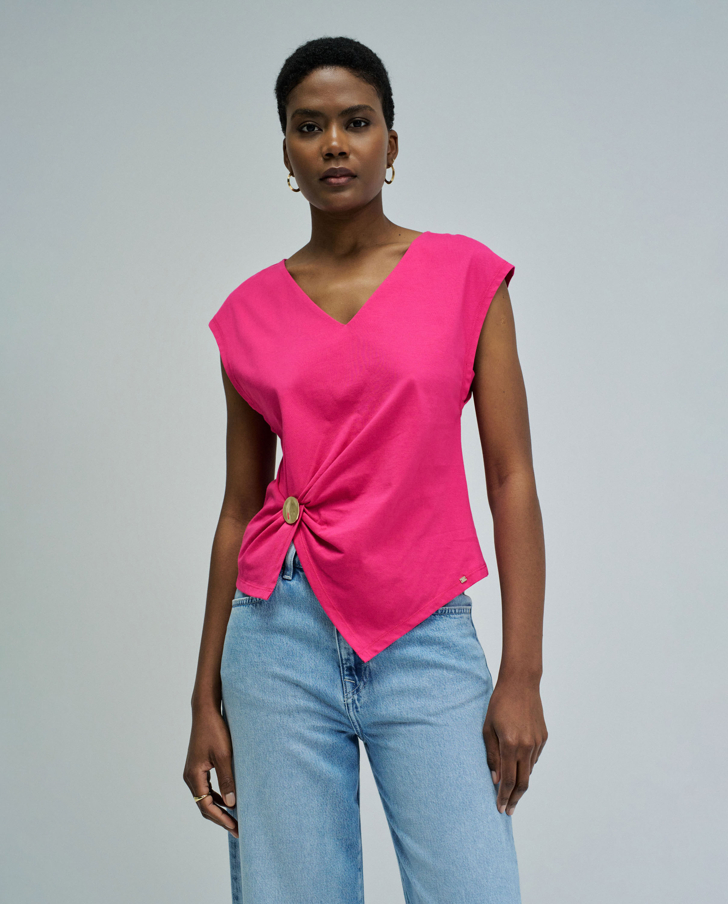 Salsa Jeans - Camiseta con aplicación dorada de mujer.