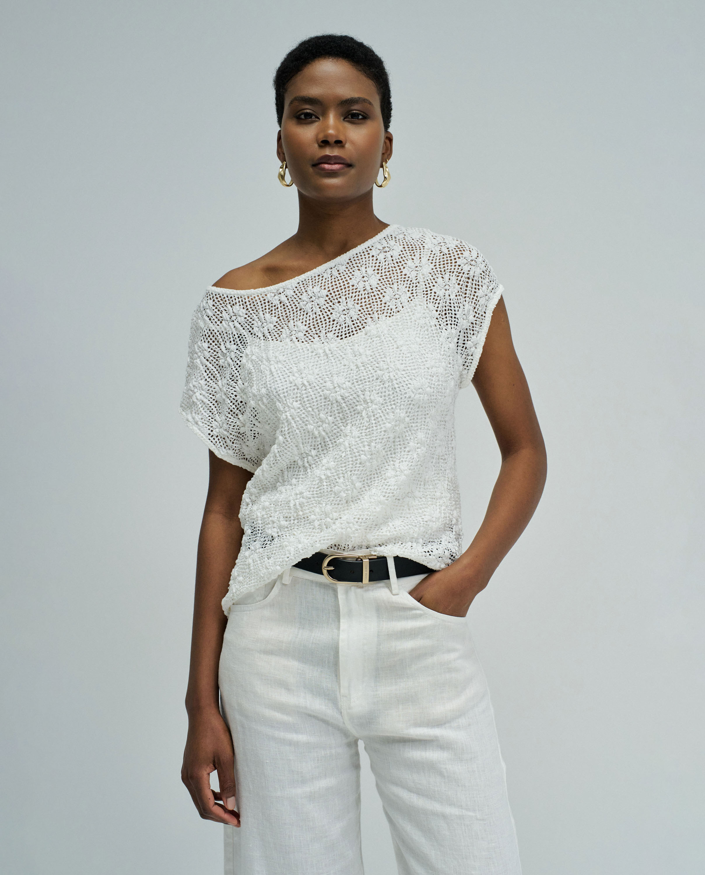 Salsa Jeans - Camiseta con encaje y corte regular de mujer.