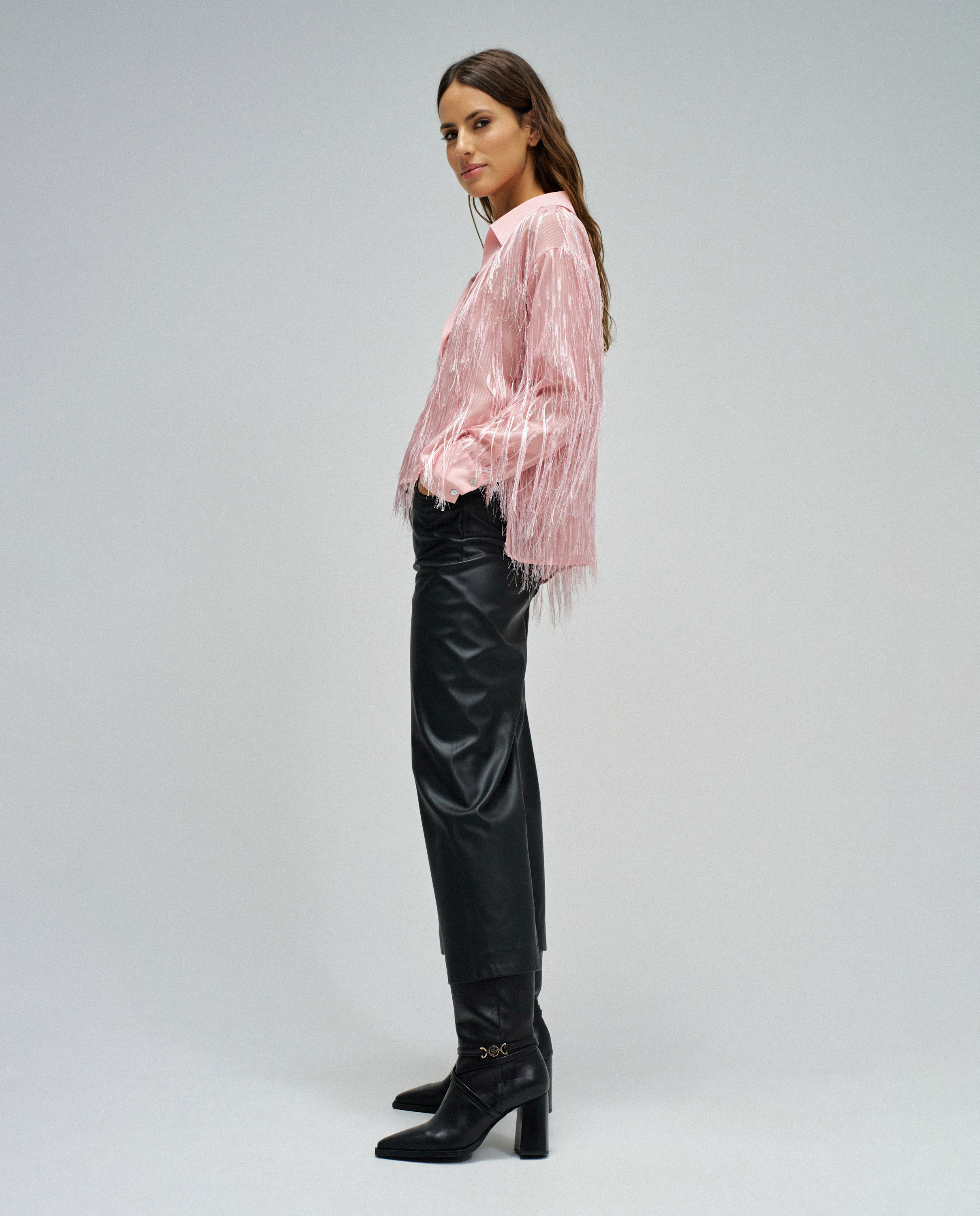 Blusa de mujer con flecos - Salsa Jeans - Rosa Rosa-2