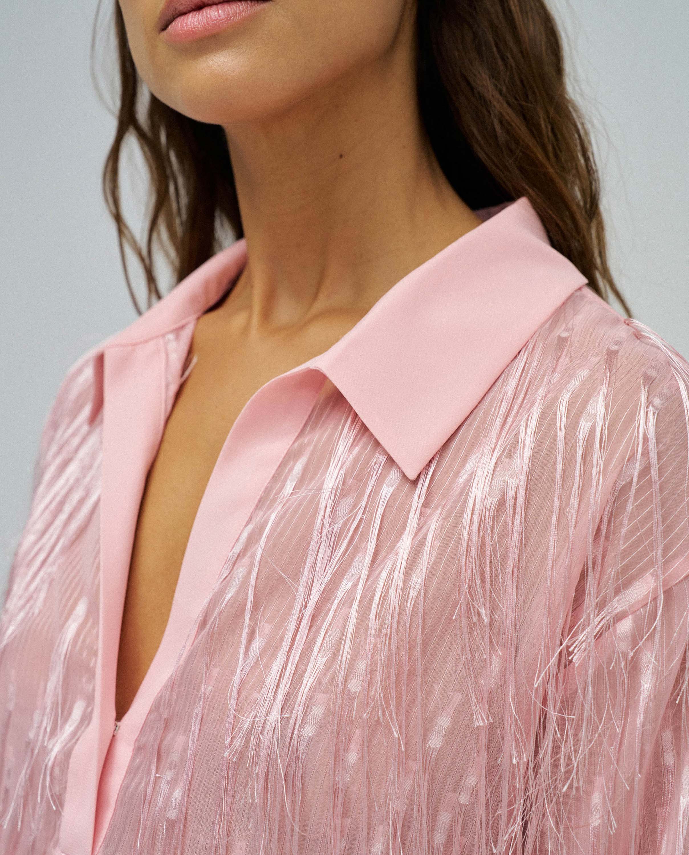 Blusa de mujer con flecos - Salsa Jeans - Rosa Rosa-4