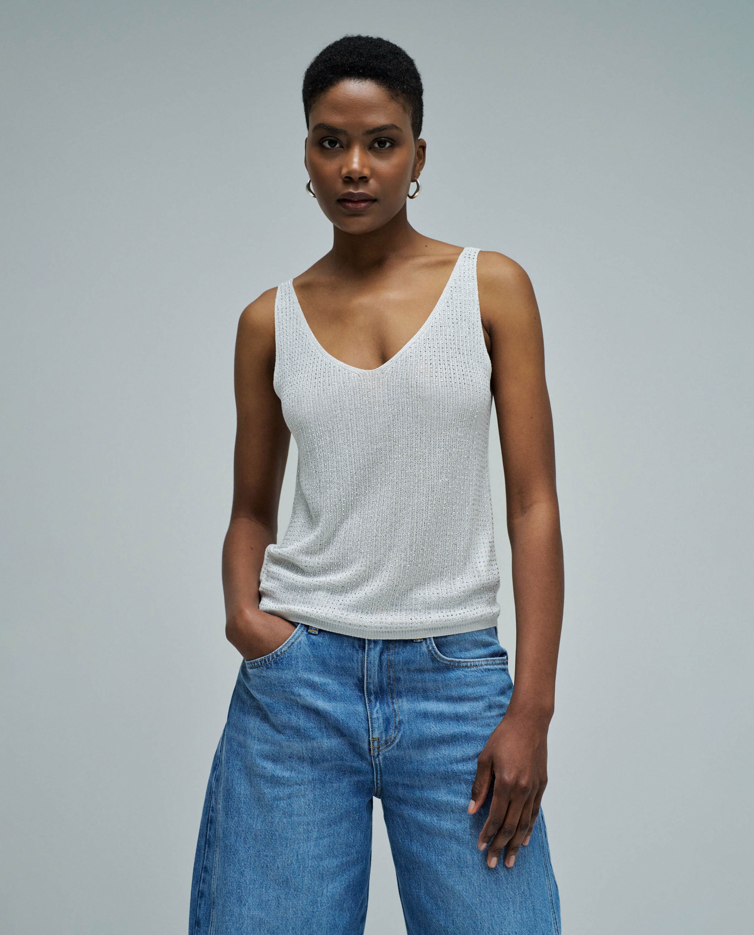 Salsa Jeans - Camiseta de punto con lurex de mujer.
