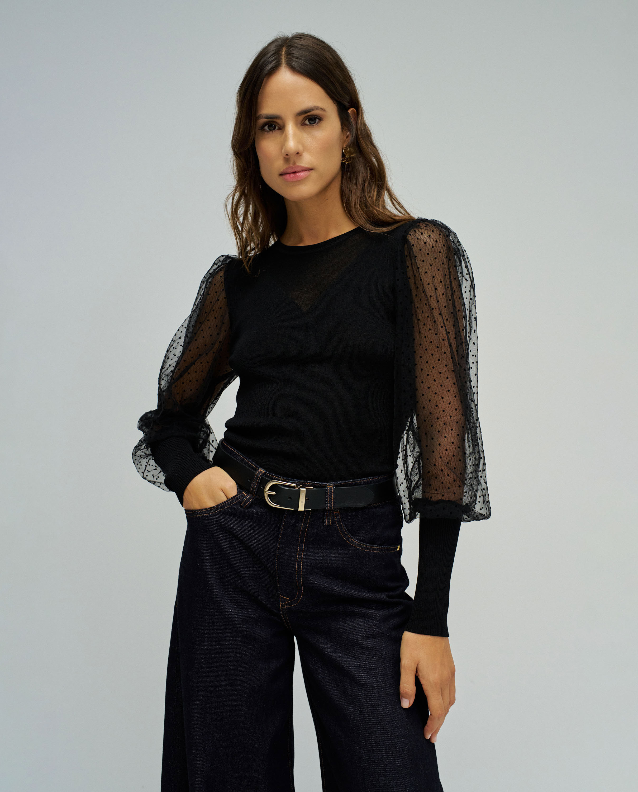 Salsa Jeans - Camiseta de mujer de punto con tul.