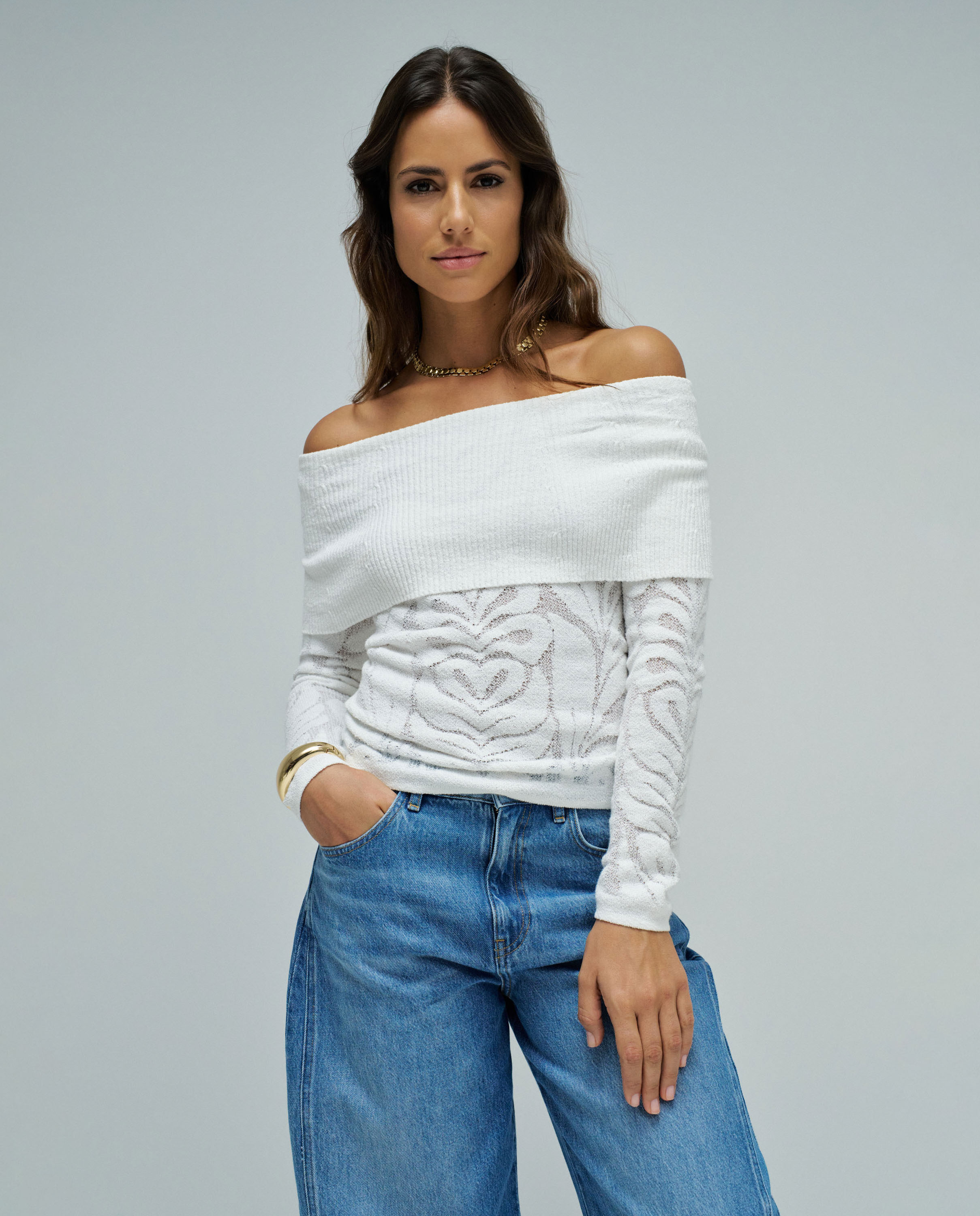 Salsa Jeans - Camiseta de punto con jacquard de mujer.