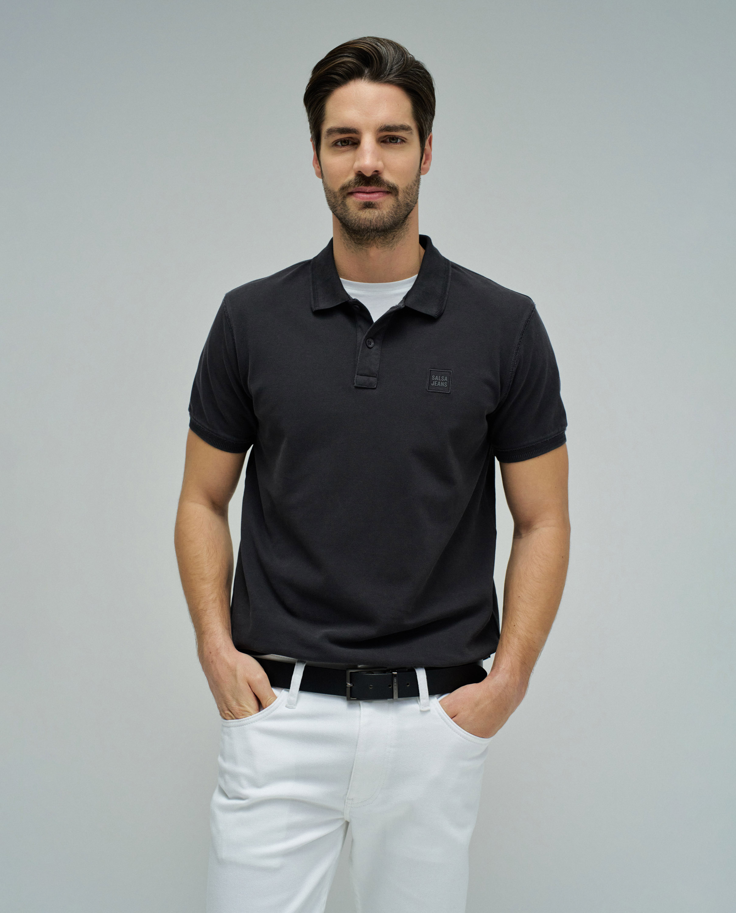 Polo con branding de hombre - Salsa Jeans - Gris Gris-1