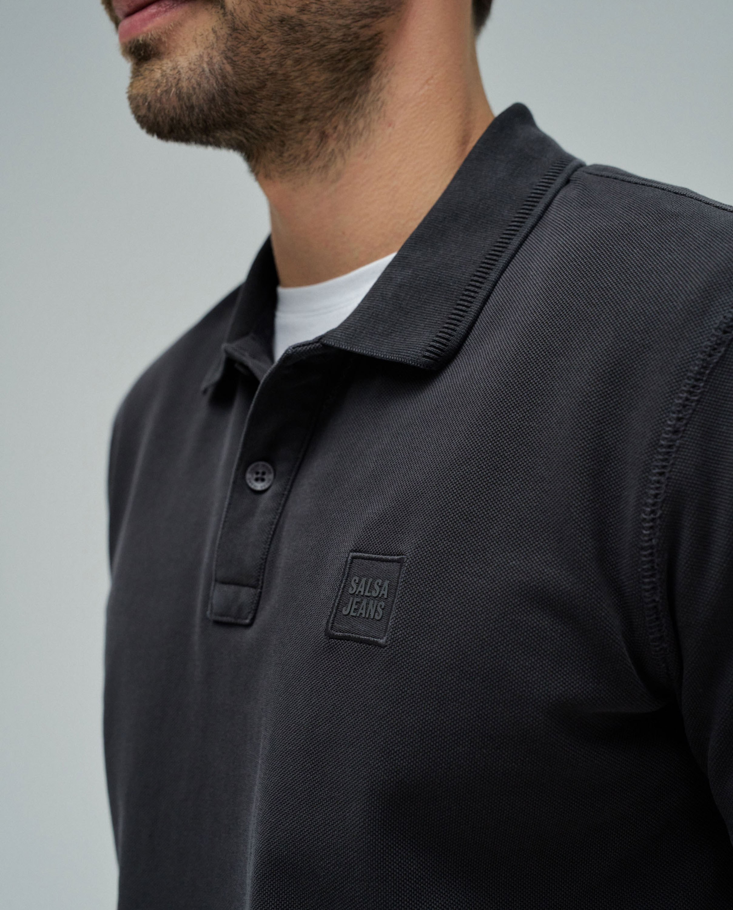 Polo con branding de hombre - Salsa Jeans - Gris Gris-4